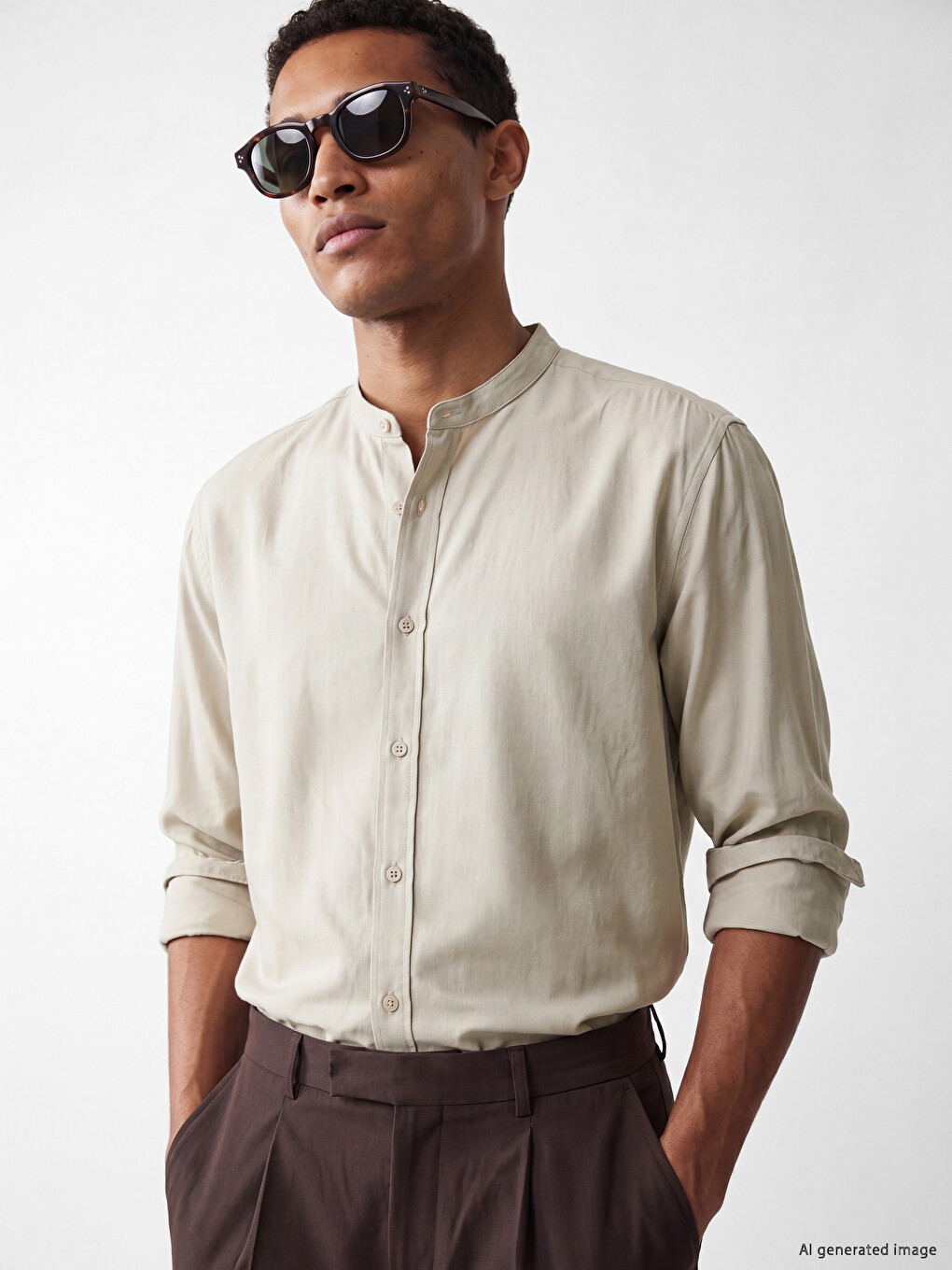 Regular Fit Grandad Collar Men's Shirt