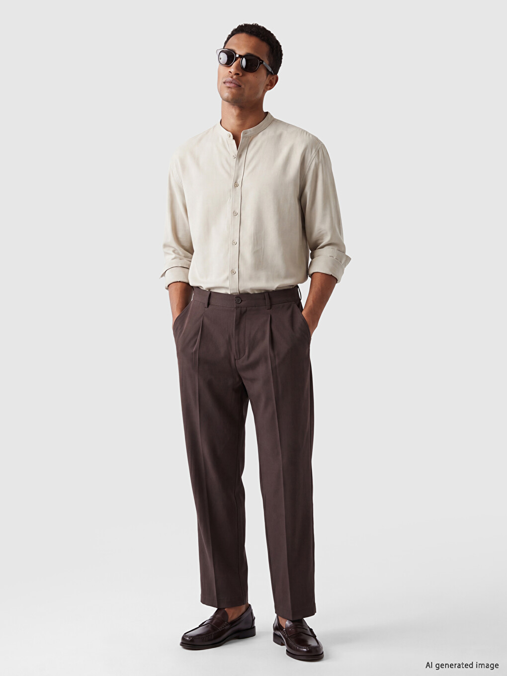 Regular Fit Grandad Collar Men's Shirt-1