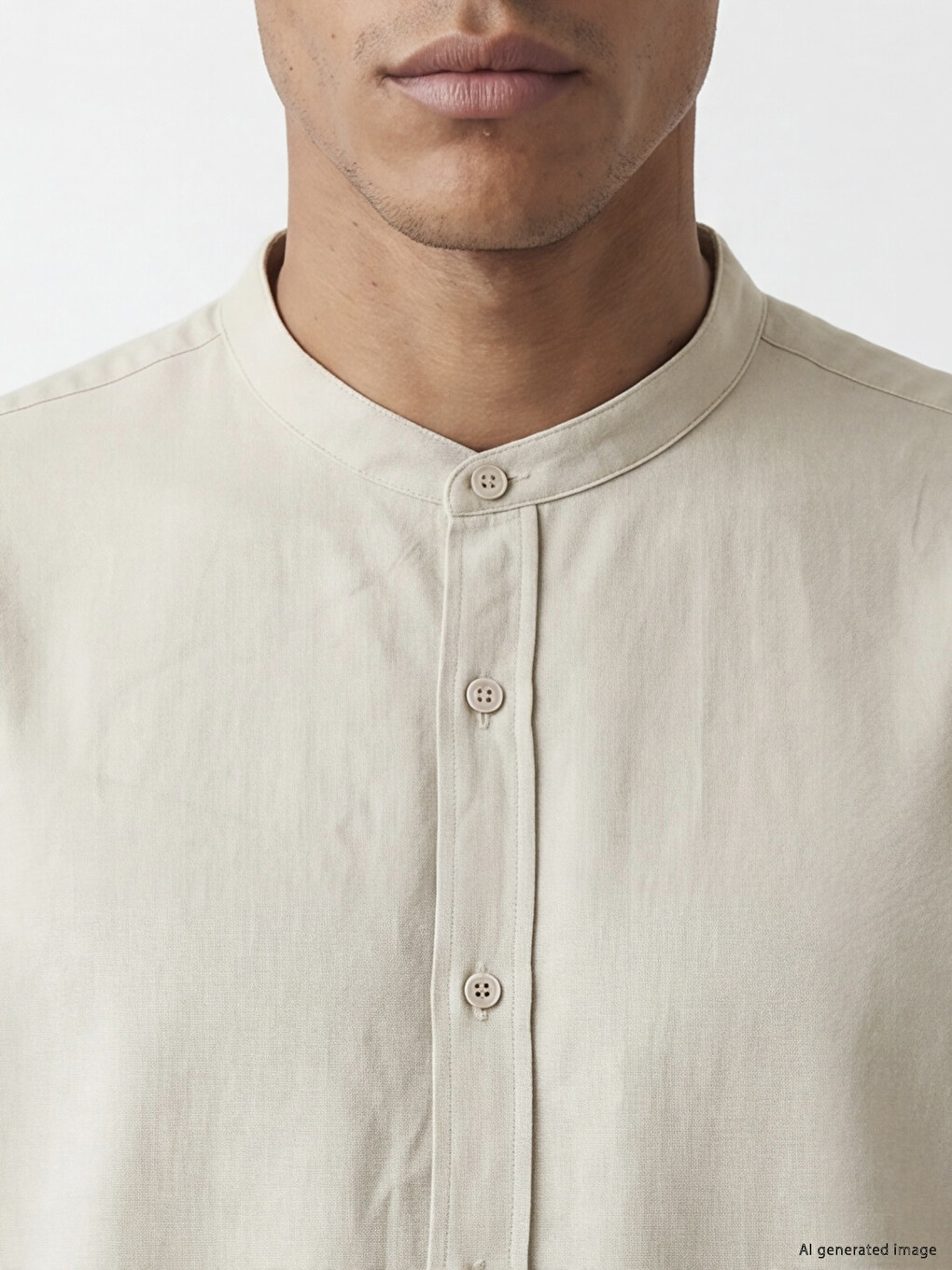 Regular Fit Grandad Collar Men's Shirt-2