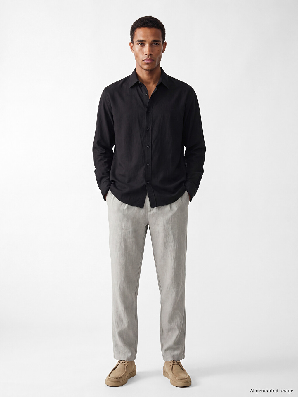 Regular Fit Grandad Collar Men's Shirt-1