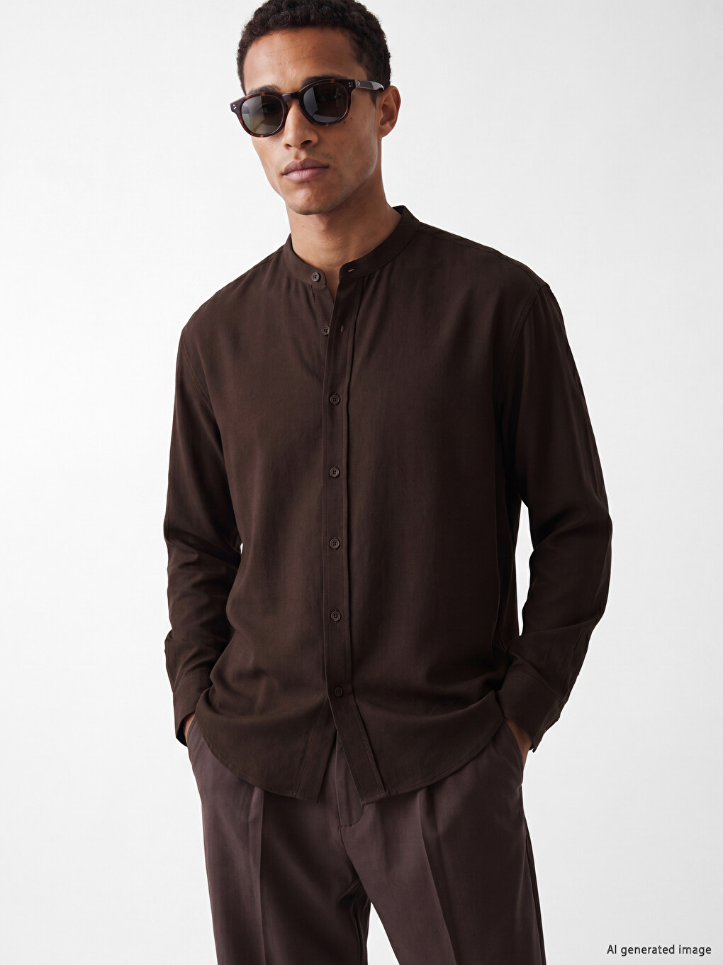 Regular Fit Grandad Collar Men's Shirt