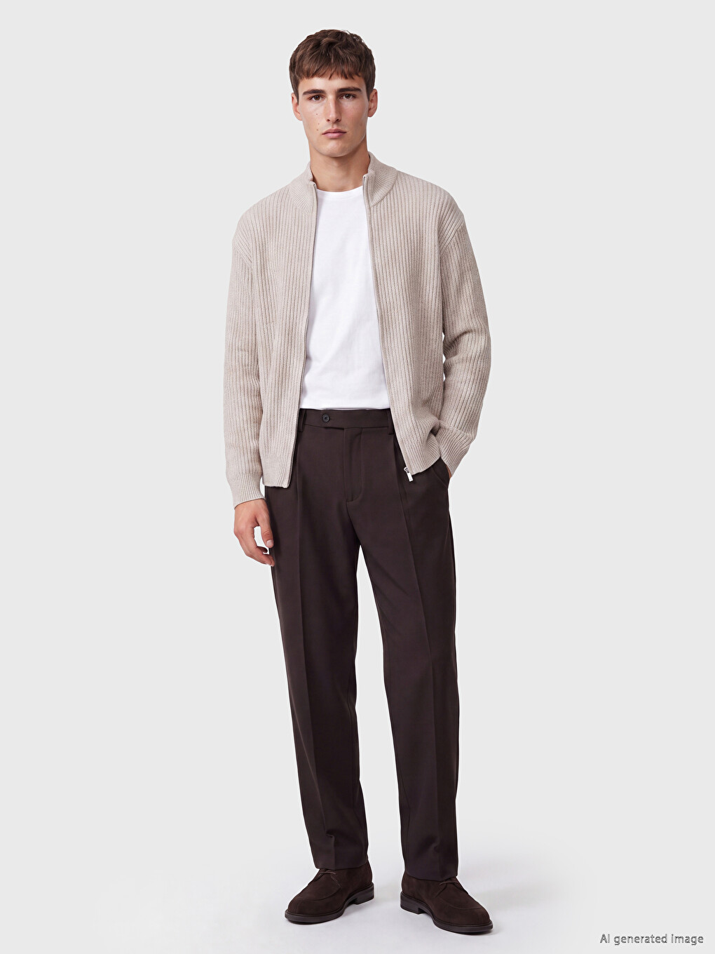 Regular Fit Mock Neck Men's Knitwear Cardigan-1