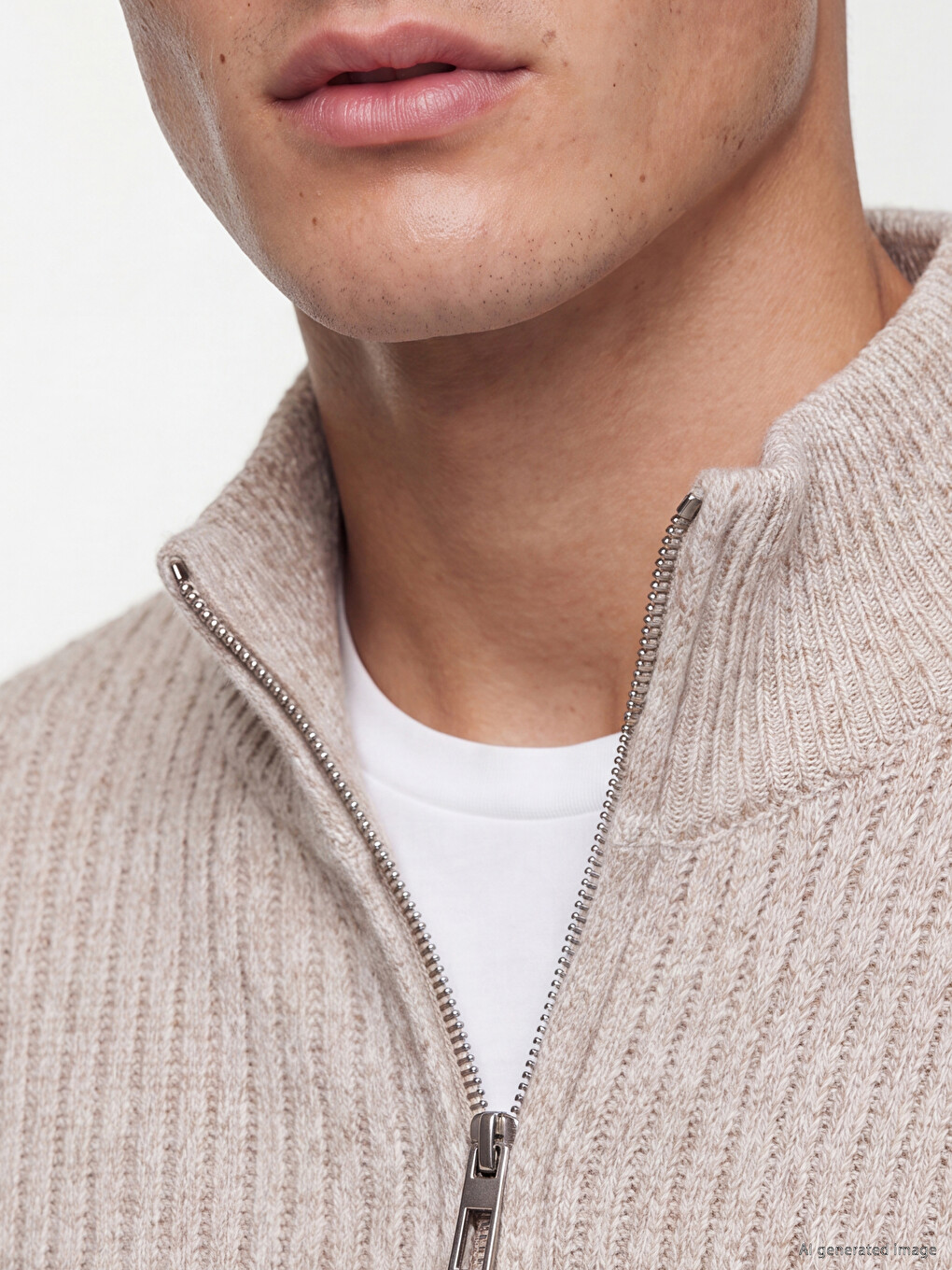Regular Fit Mock Neck Men's Knitwear Cardigan-2