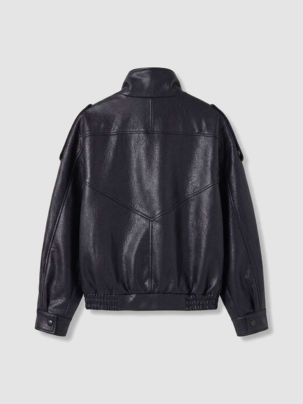 Frau Schwarz Kunstlederjacke-7