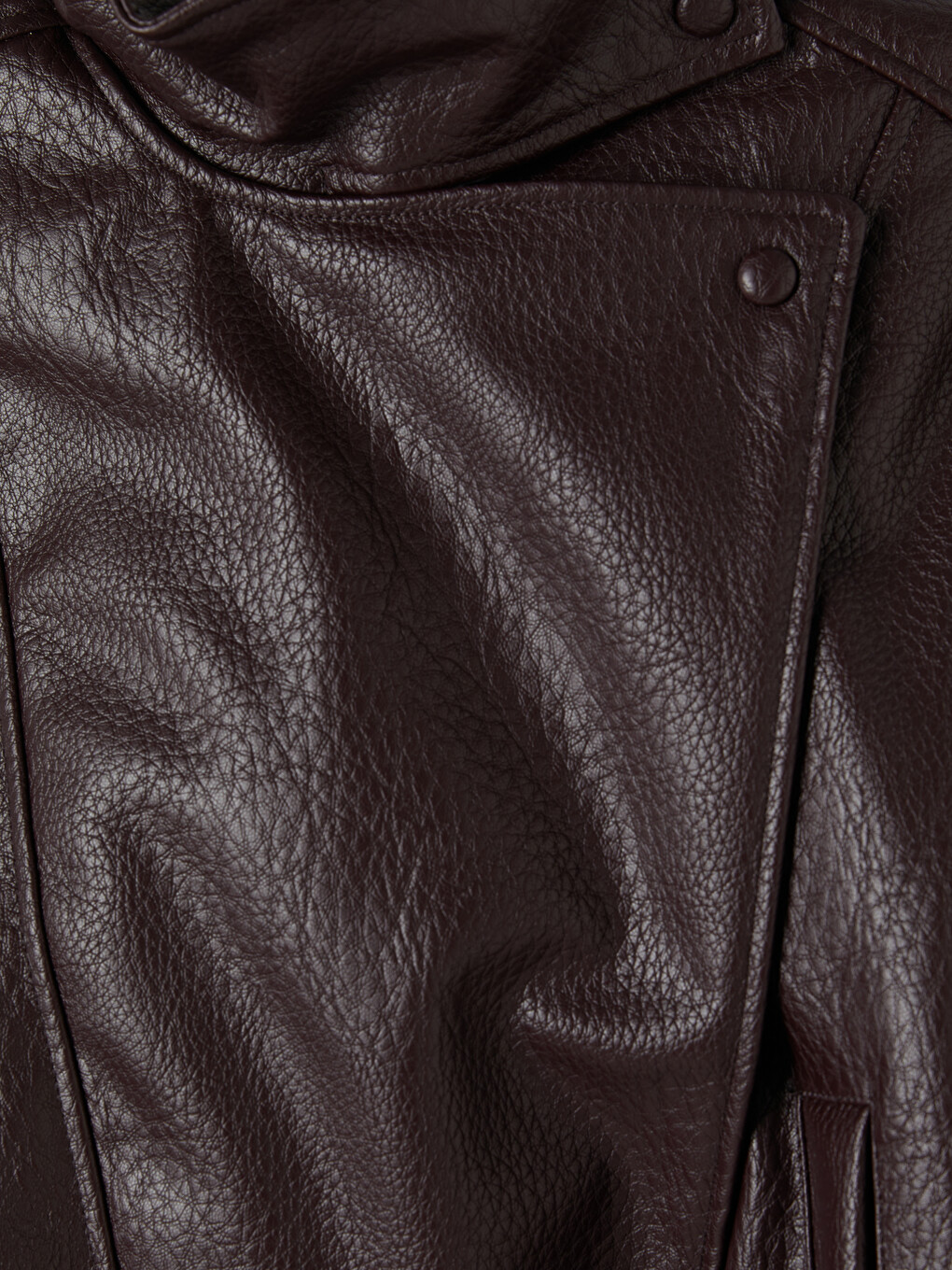 Mock Neck Oversize Women's Faux Leather Jacket-5
