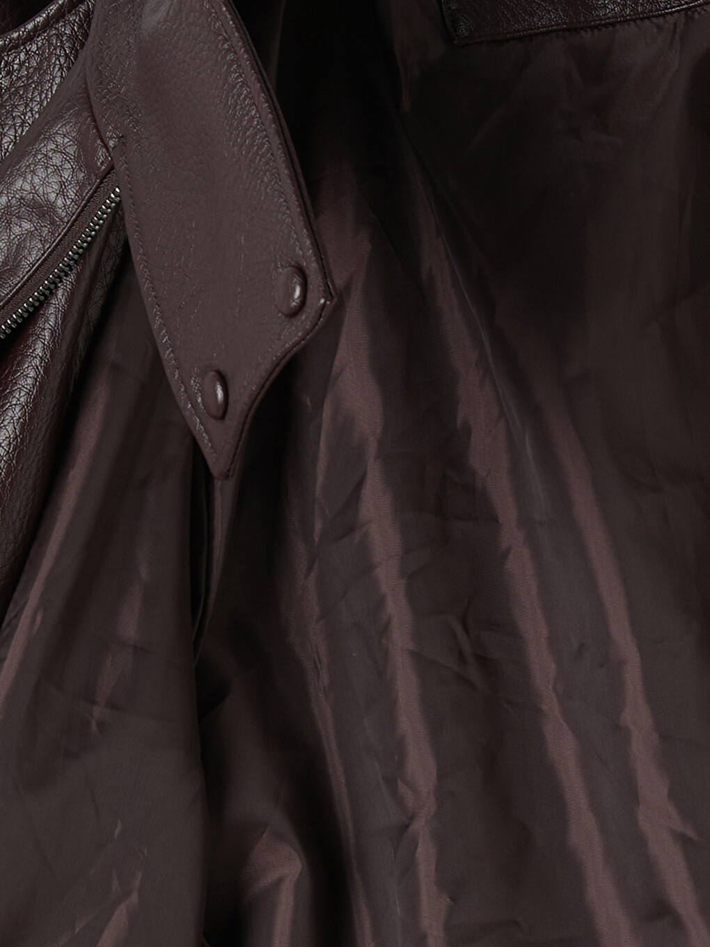 Mock Neck Oversize Women's Faux Leather Jacket-6