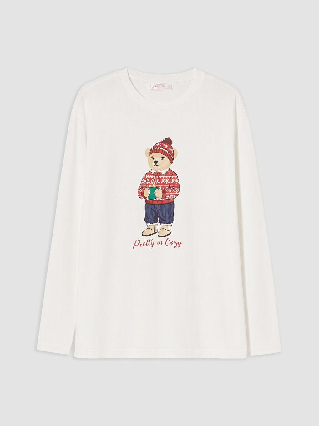 Kırmızı Bisiklet Yaka Kadın Pijama Takımı-5