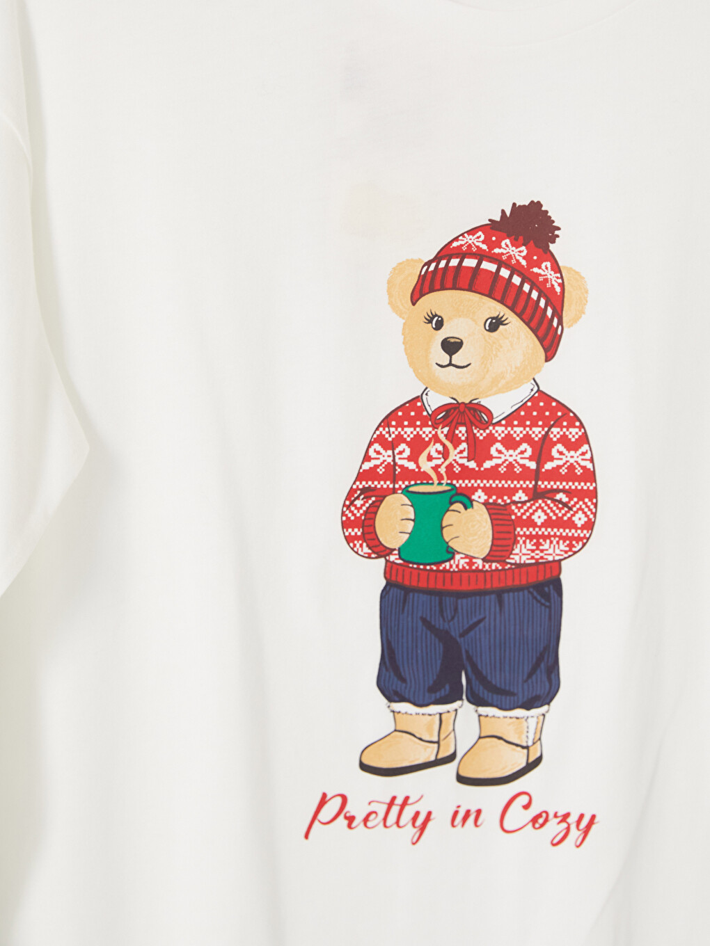 Kırmızı Bisiklet Yaka Kadın Pijama Takımı-9
