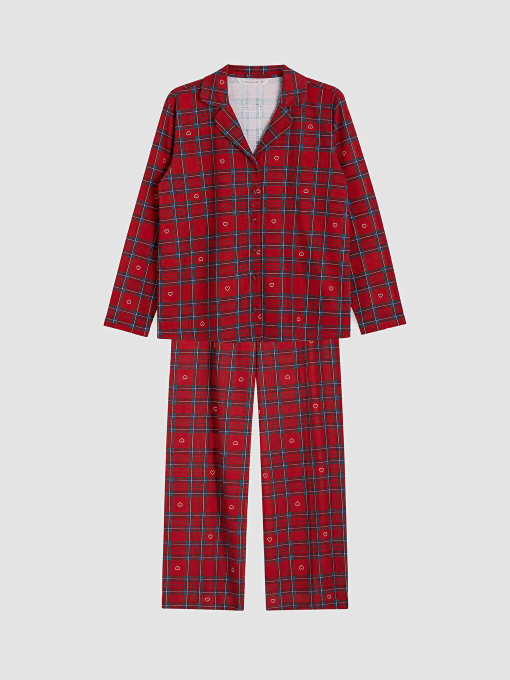 Kırmızı Ekose Kadın Pijama Takım-4