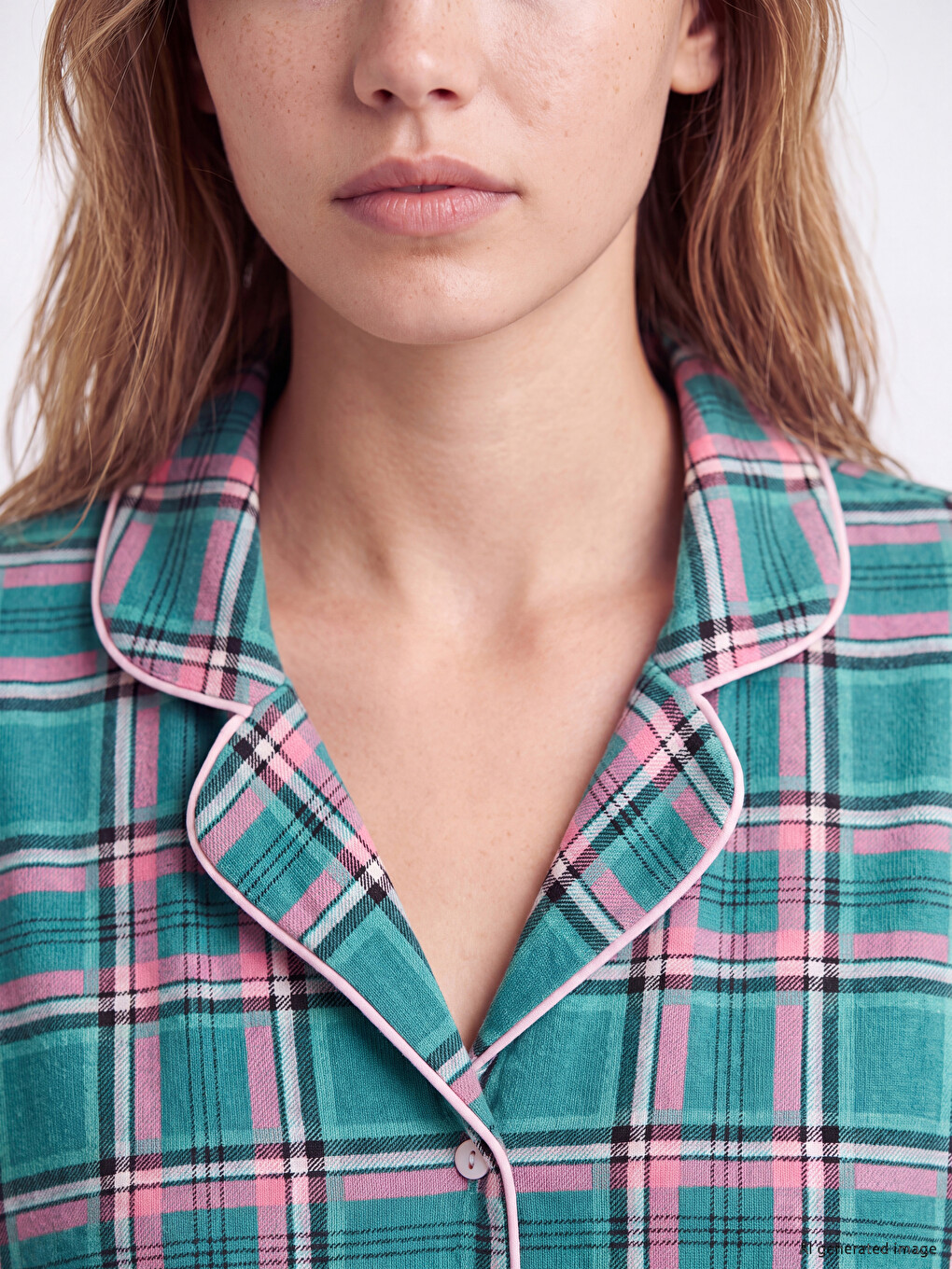 Shirt Collar Plaid Women's Pyjamas Set-2