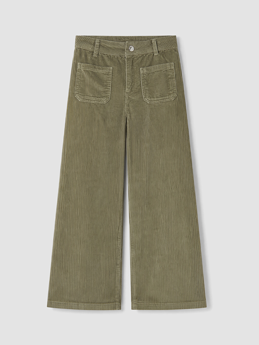 Yeşil Regular Fit Kız Çocuk Kadife Pantolon
