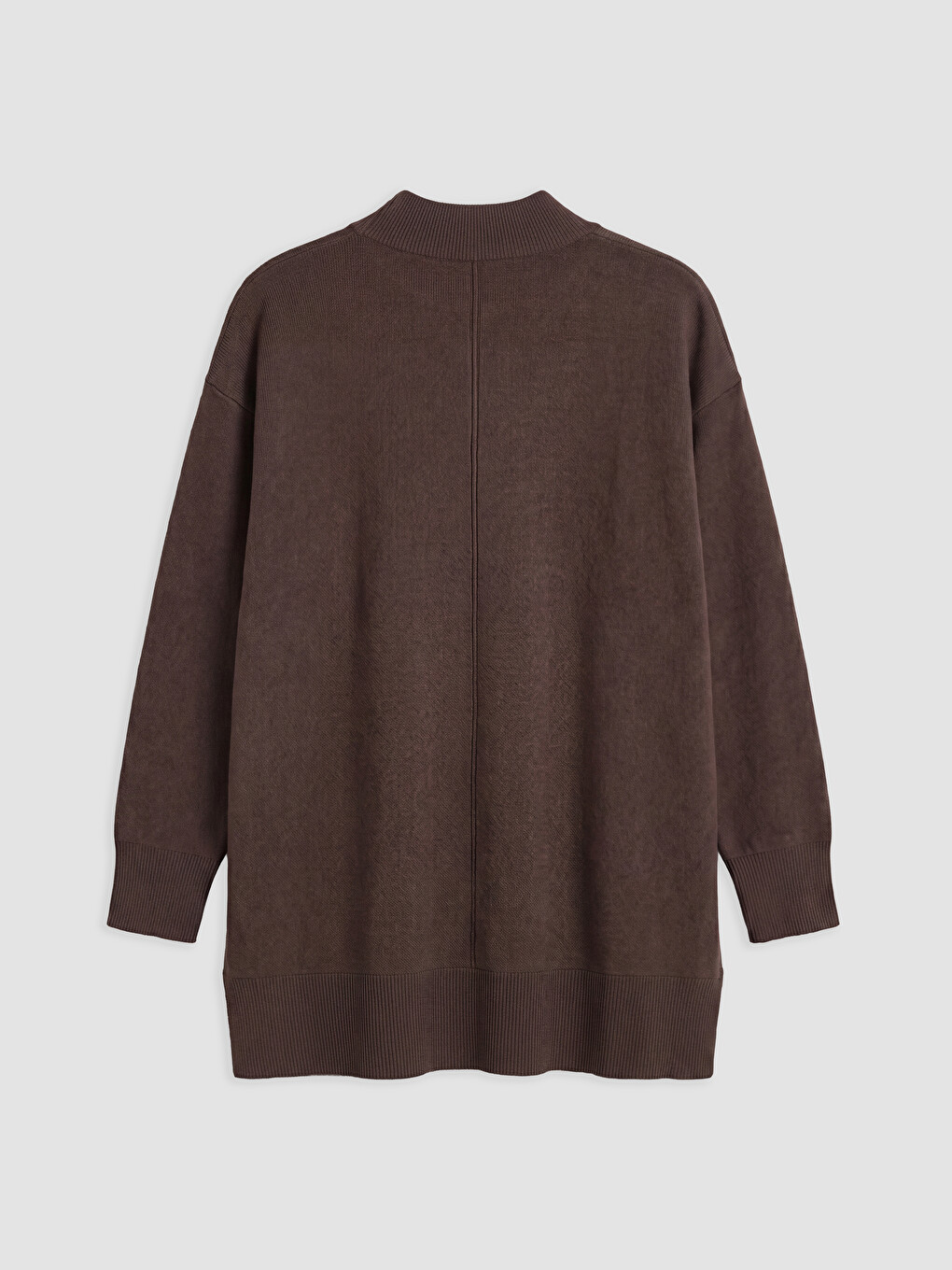 Kahverengi Yarım Balıkçı Yaka Kadın Oversize Triko Tunik-5