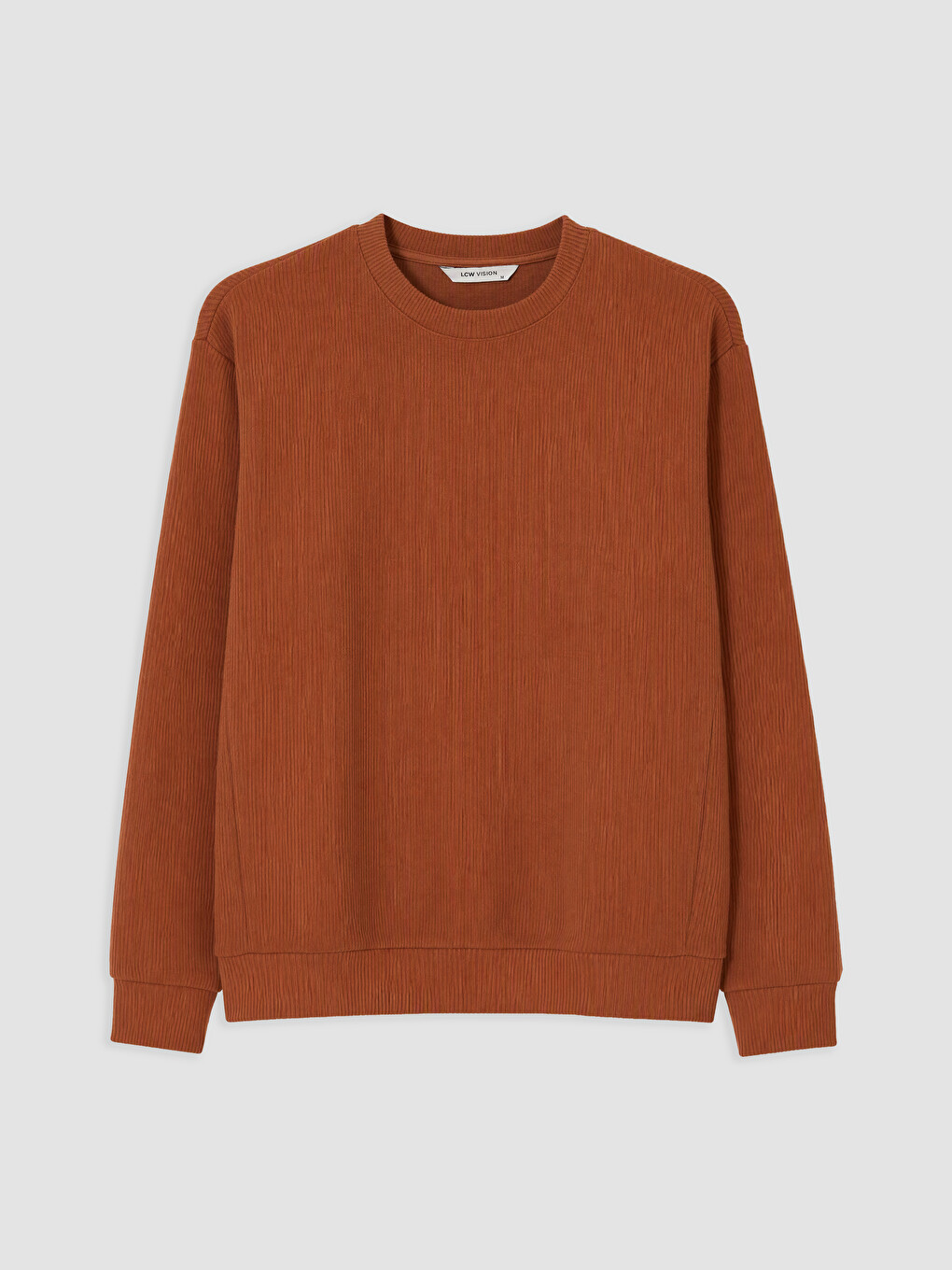Kahverengi Bisiklet Yaka Erkek Sweatshirt