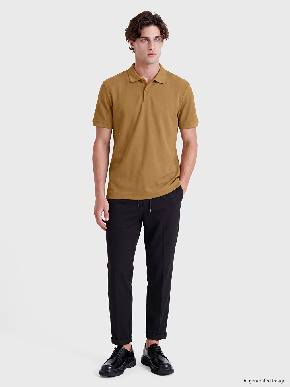 Polo Collar Jacquard Men's T-shirt-1