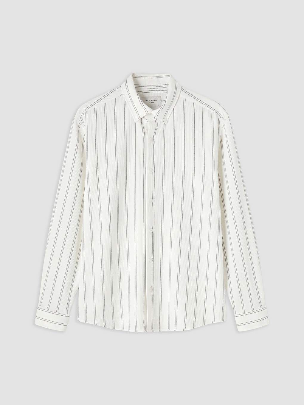 Ekru Slim Fit Çizgili Erkek Gömlek