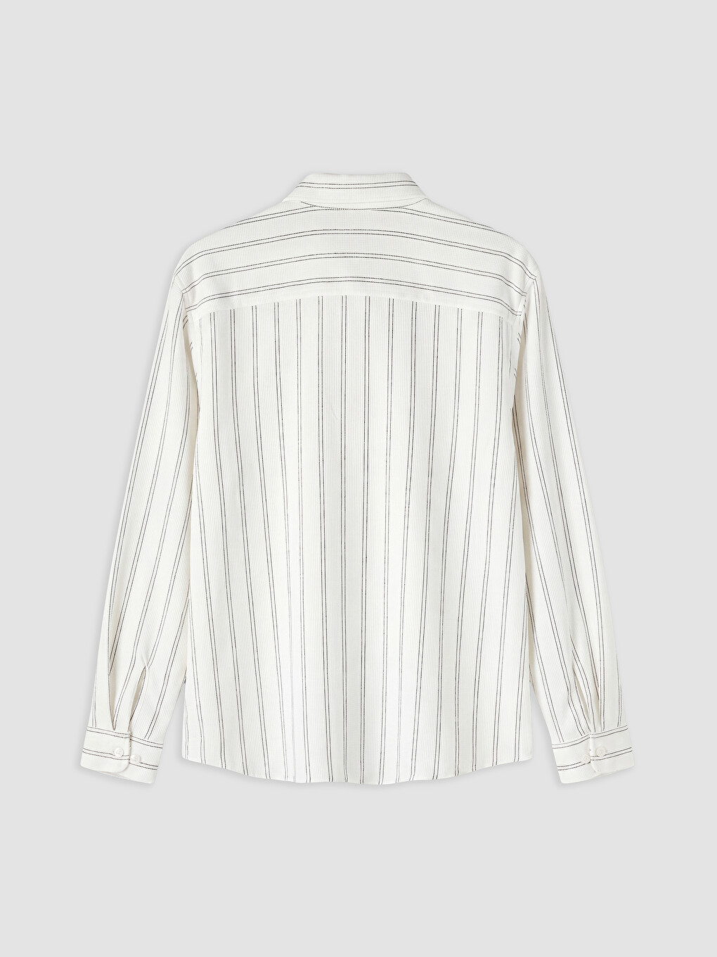 Ekru Slim Fit Çizgili Erkek Gömlek-1