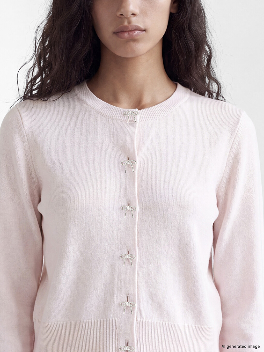 Bow Buttoned Women's Knitwear Cardigan-2
