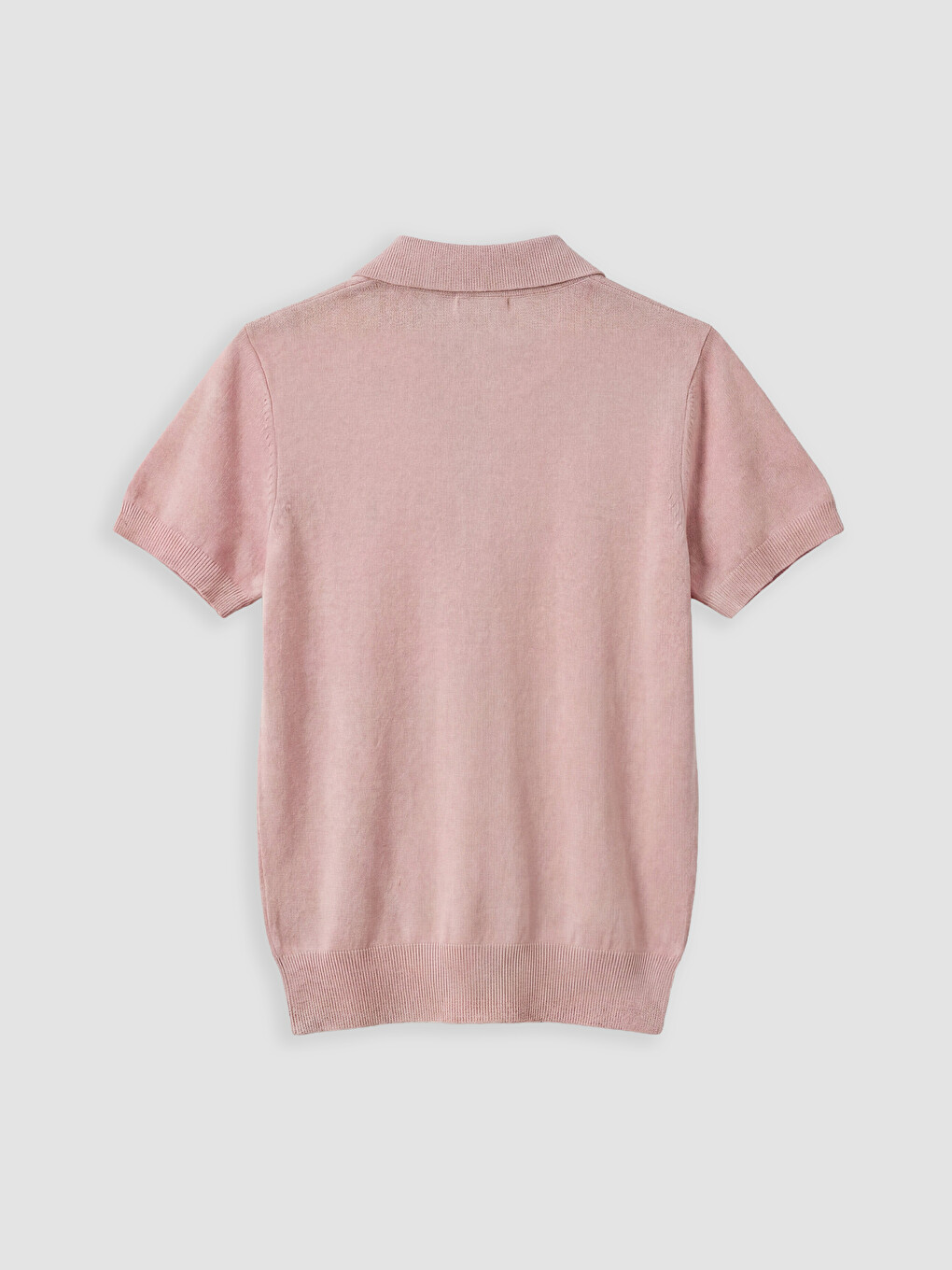 Pembe Polo Yaka Kadın Triko Kazak-6