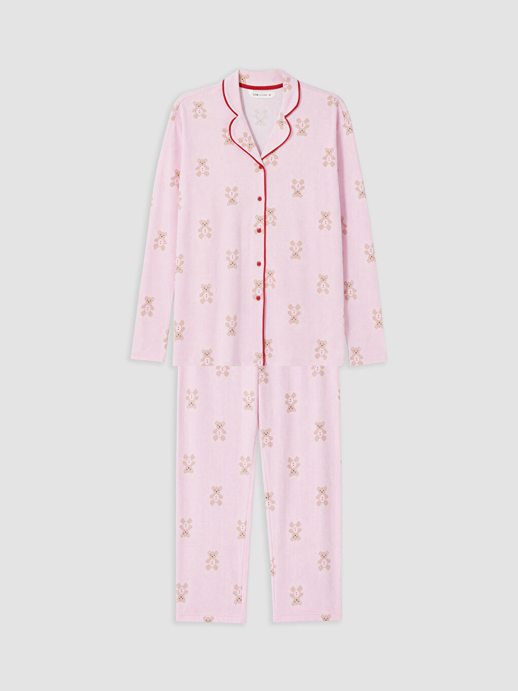Pembe Ayıcık Baskılı Kadın Pijama Takımı-4