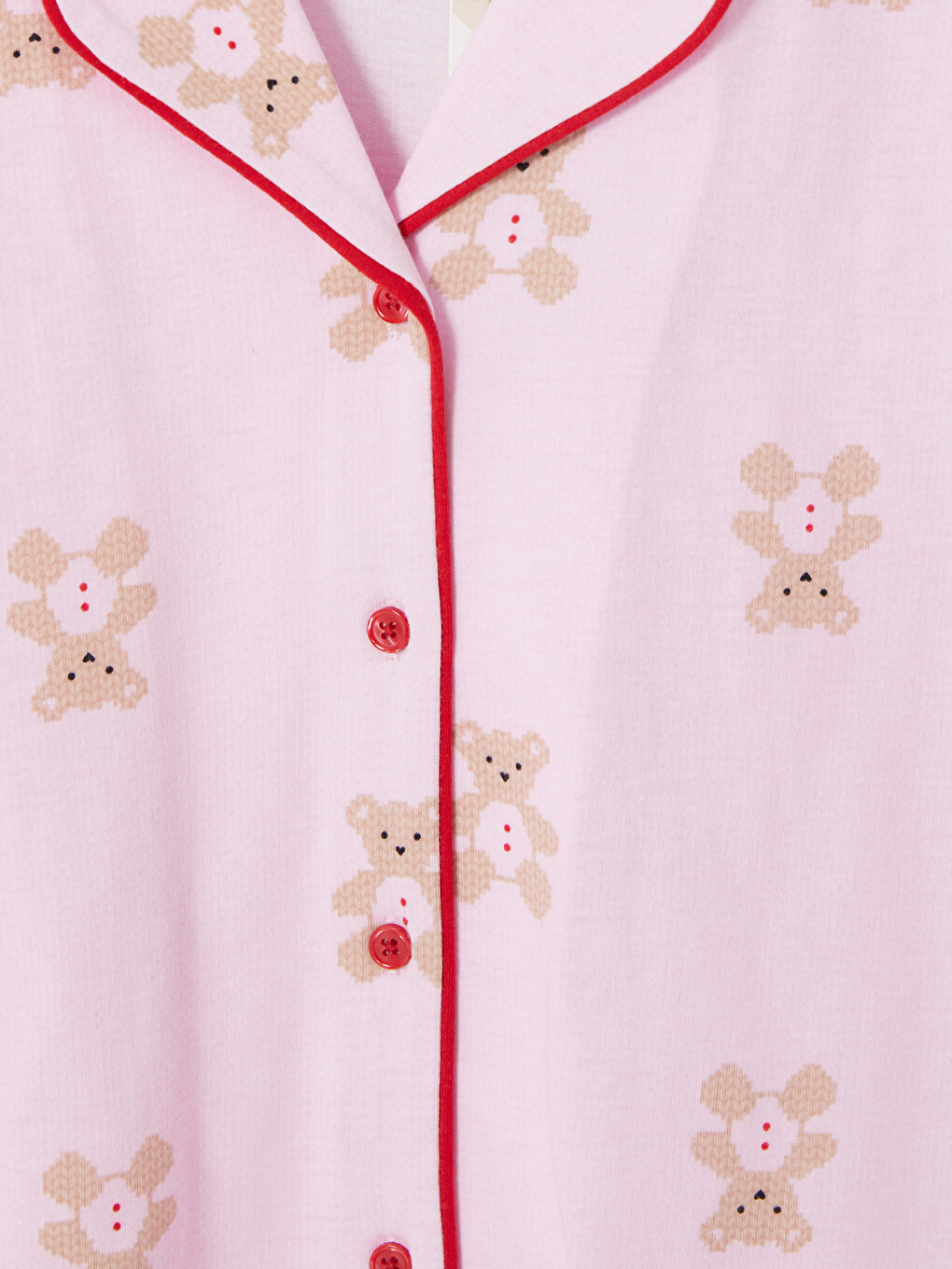 Pembe Ayıcık Baskılı Kadın Pijama Takımı-9