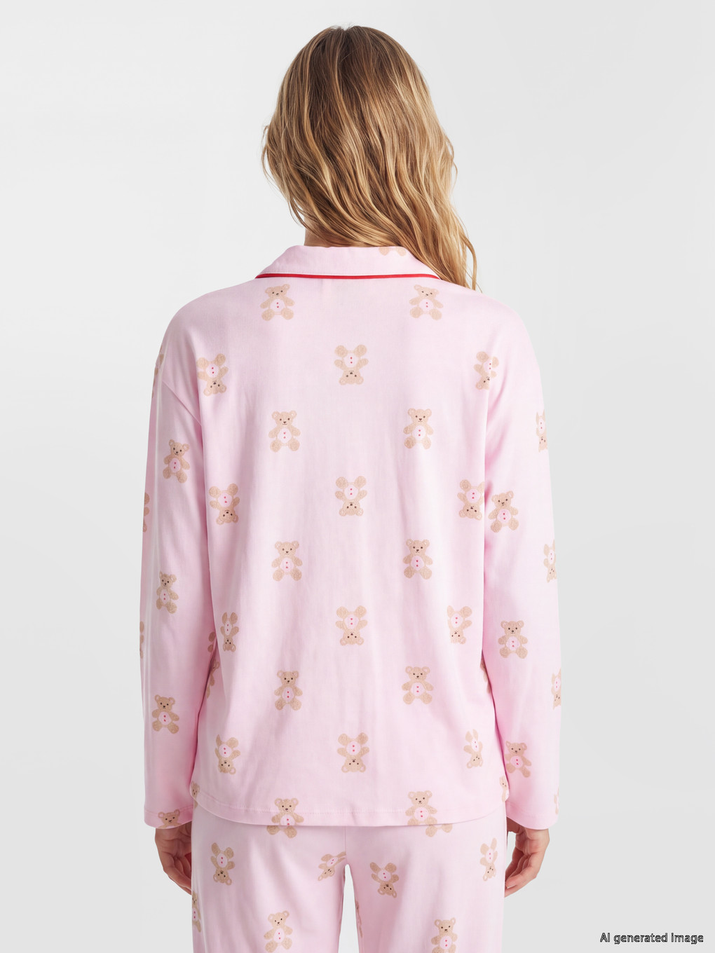 Pembe Ayıcık Baskılı Kadın Pijama Takımı-3