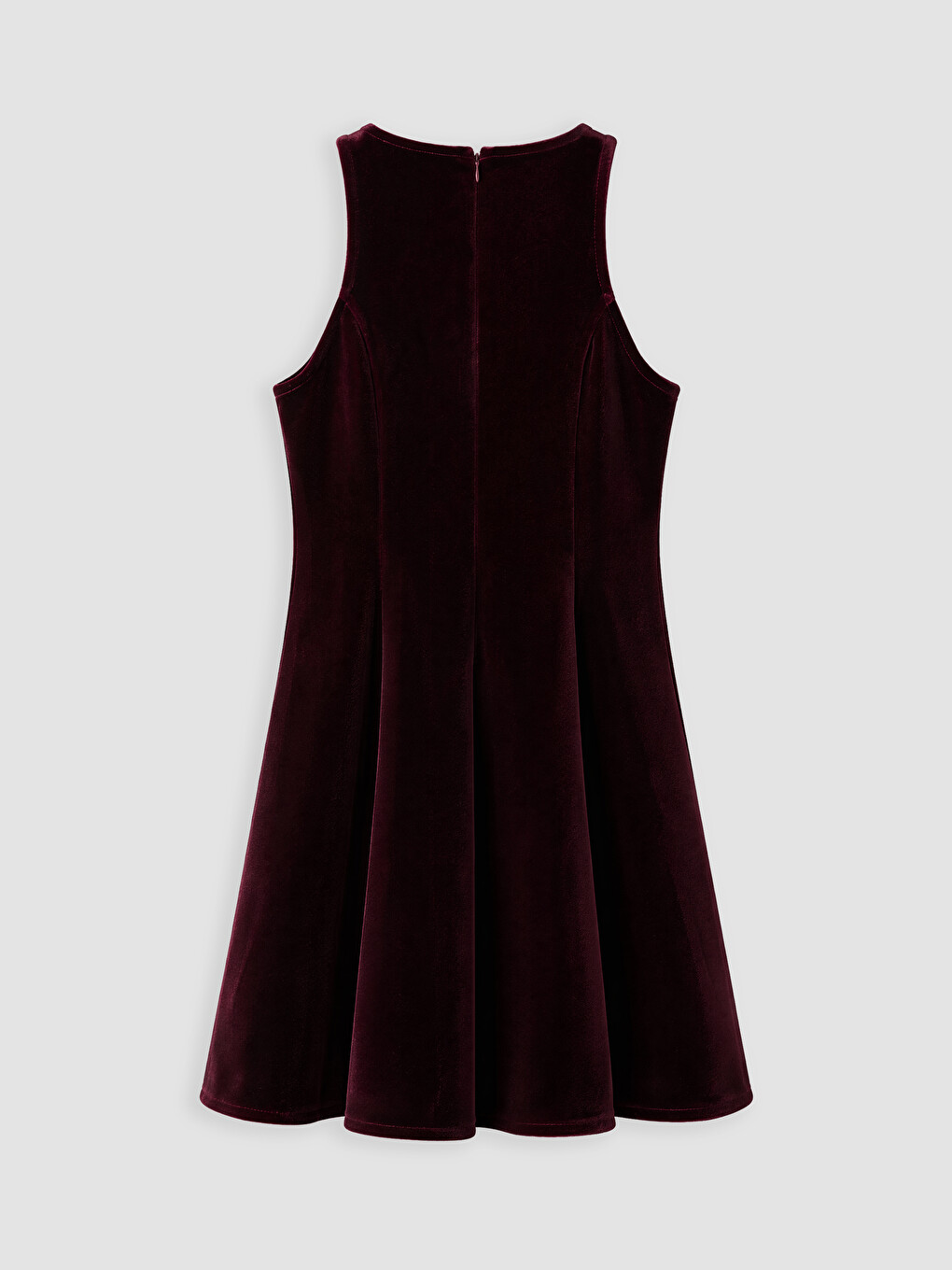 Bordo Belden Oturtma Kadife Mini Elbise-6
