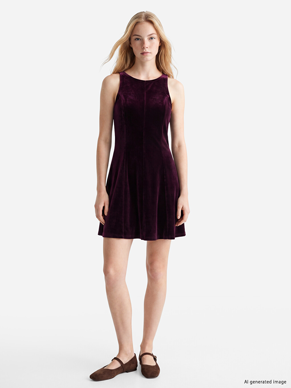 Bordo Belden Oturtma Kadife Mini Elbise