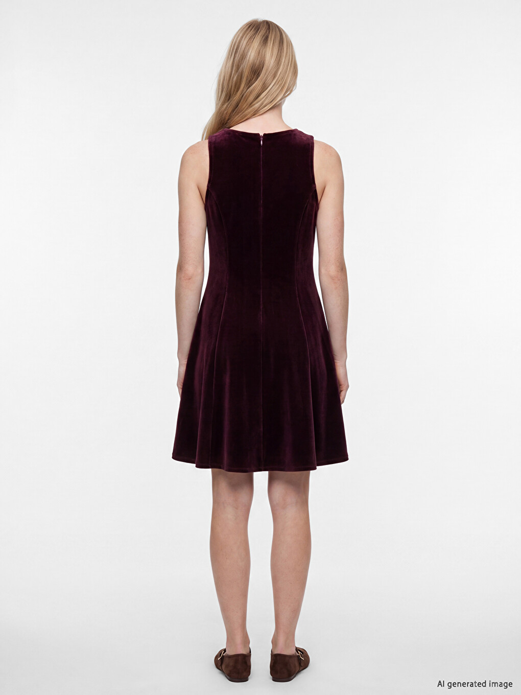 Bordo Belden Oturtma Kadife Mini Elbise-3