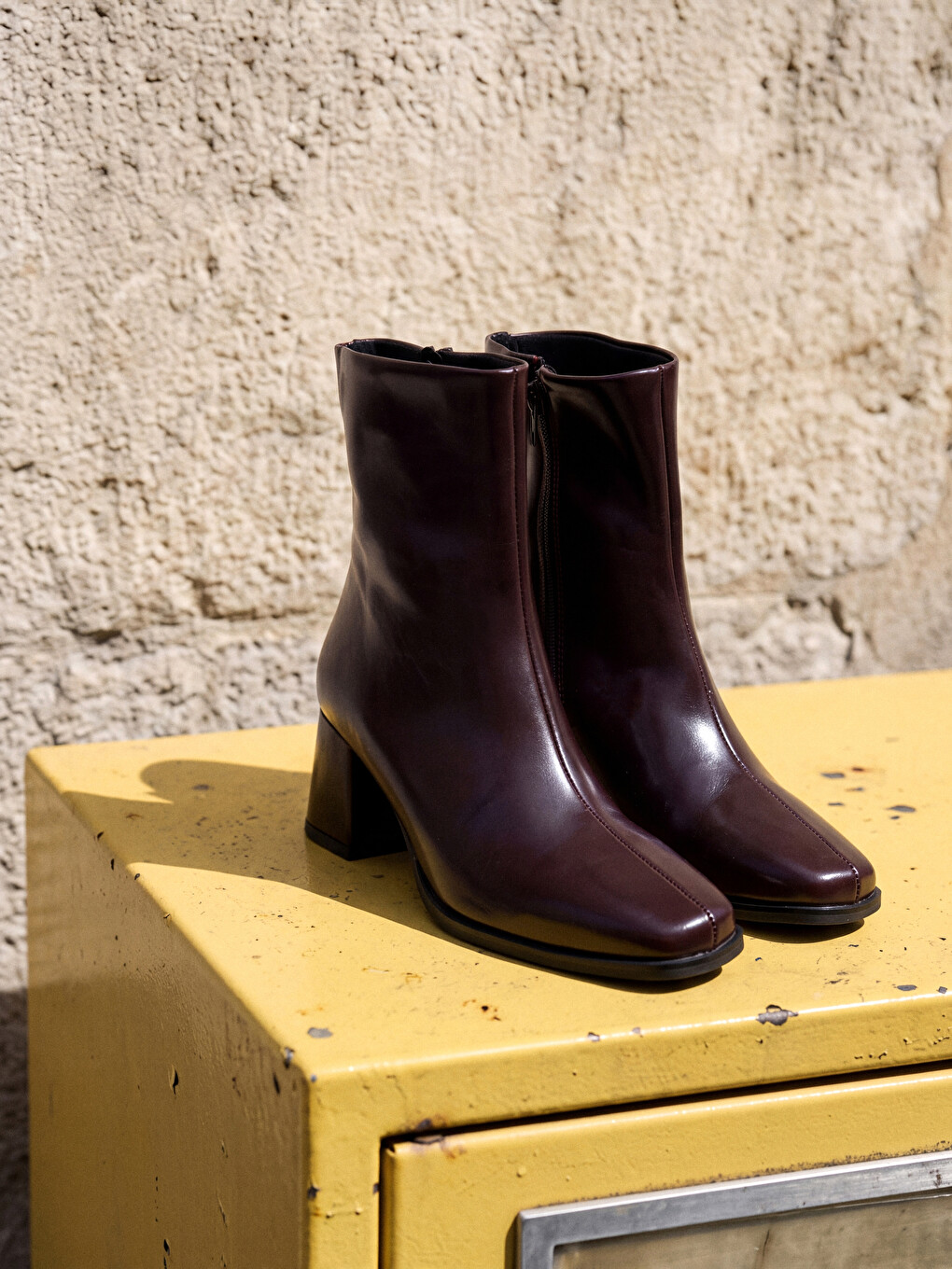 Faux Leather Women's Heeled Boot