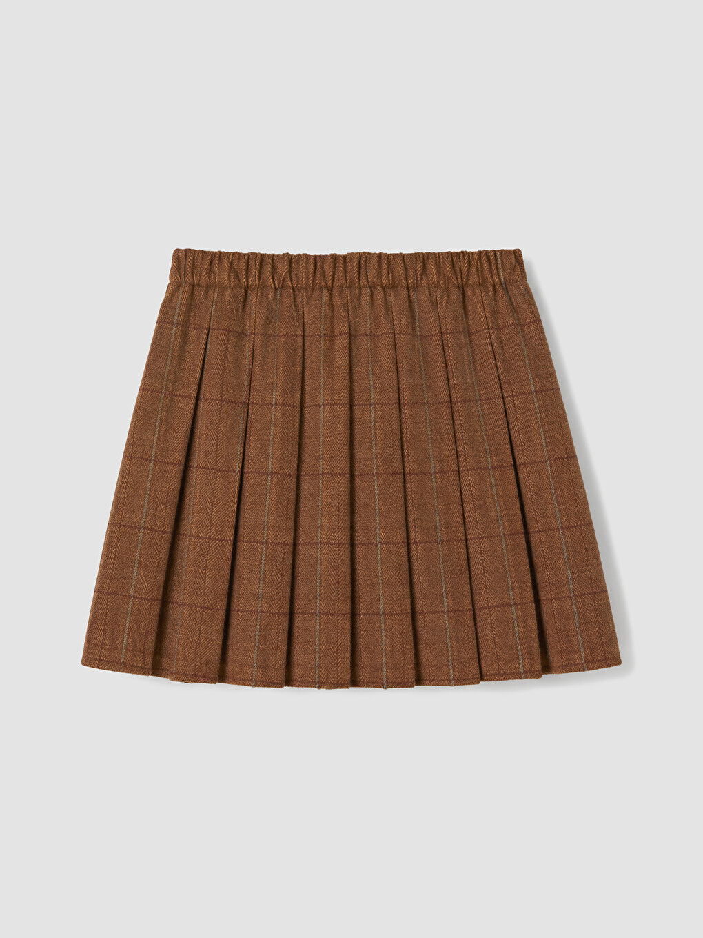 Plaid Patterned Girls' Pleated Gabardine Skirt-2