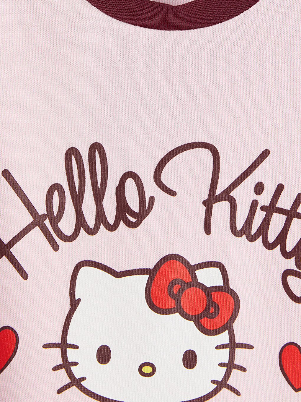 Pembe Bisiklet Yaka Hello Kitty Baskılı Kız Çocuk Tişört-1