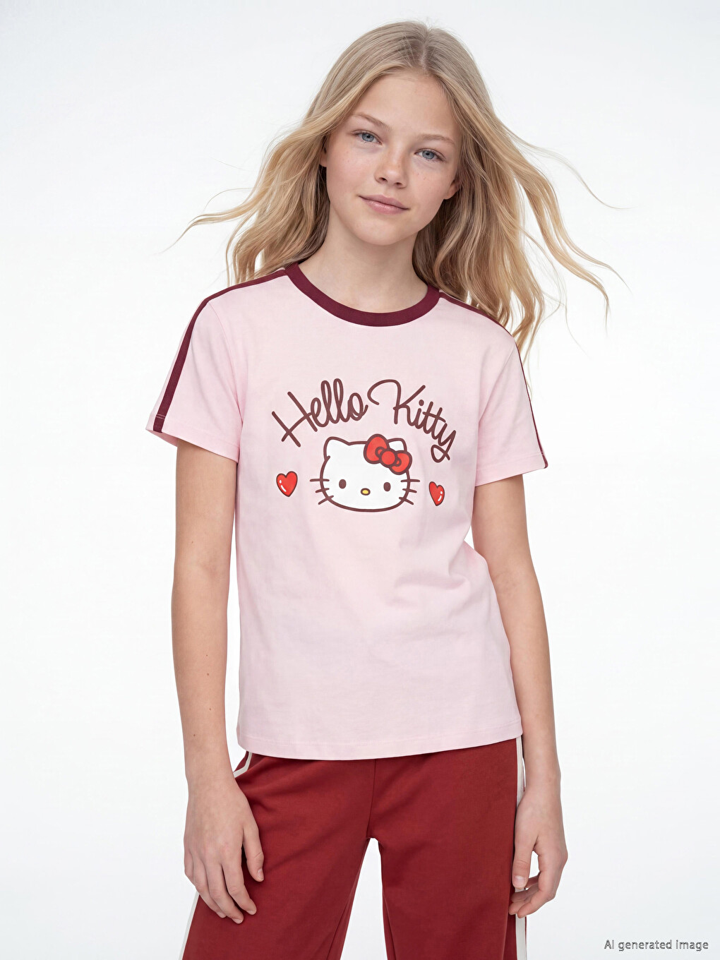 Маица Со Округол Врат Hello Kitty Со Печат За Девојчиња