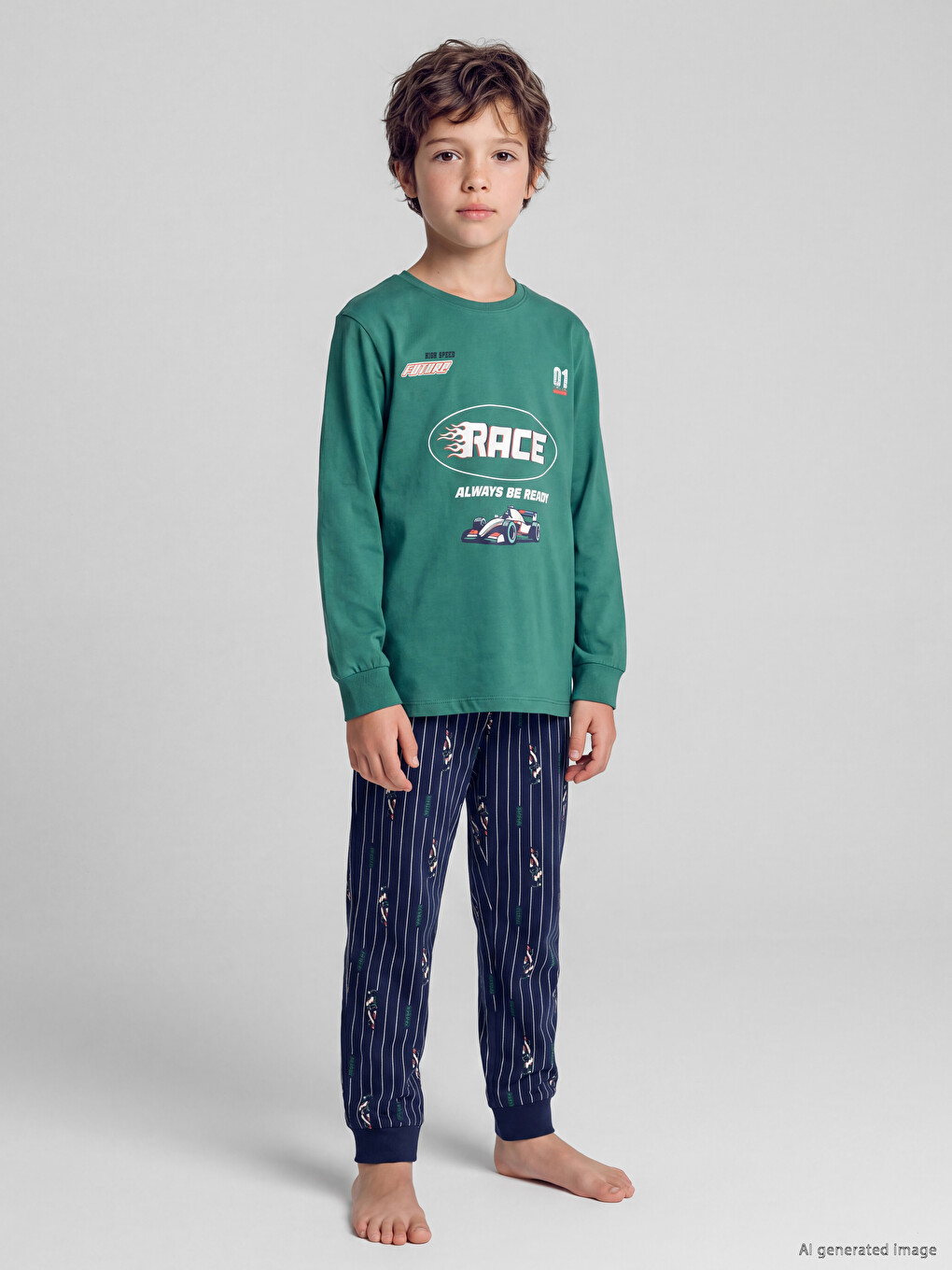 Yeşil Erkek Çocuk Baskılı Pijama Takım