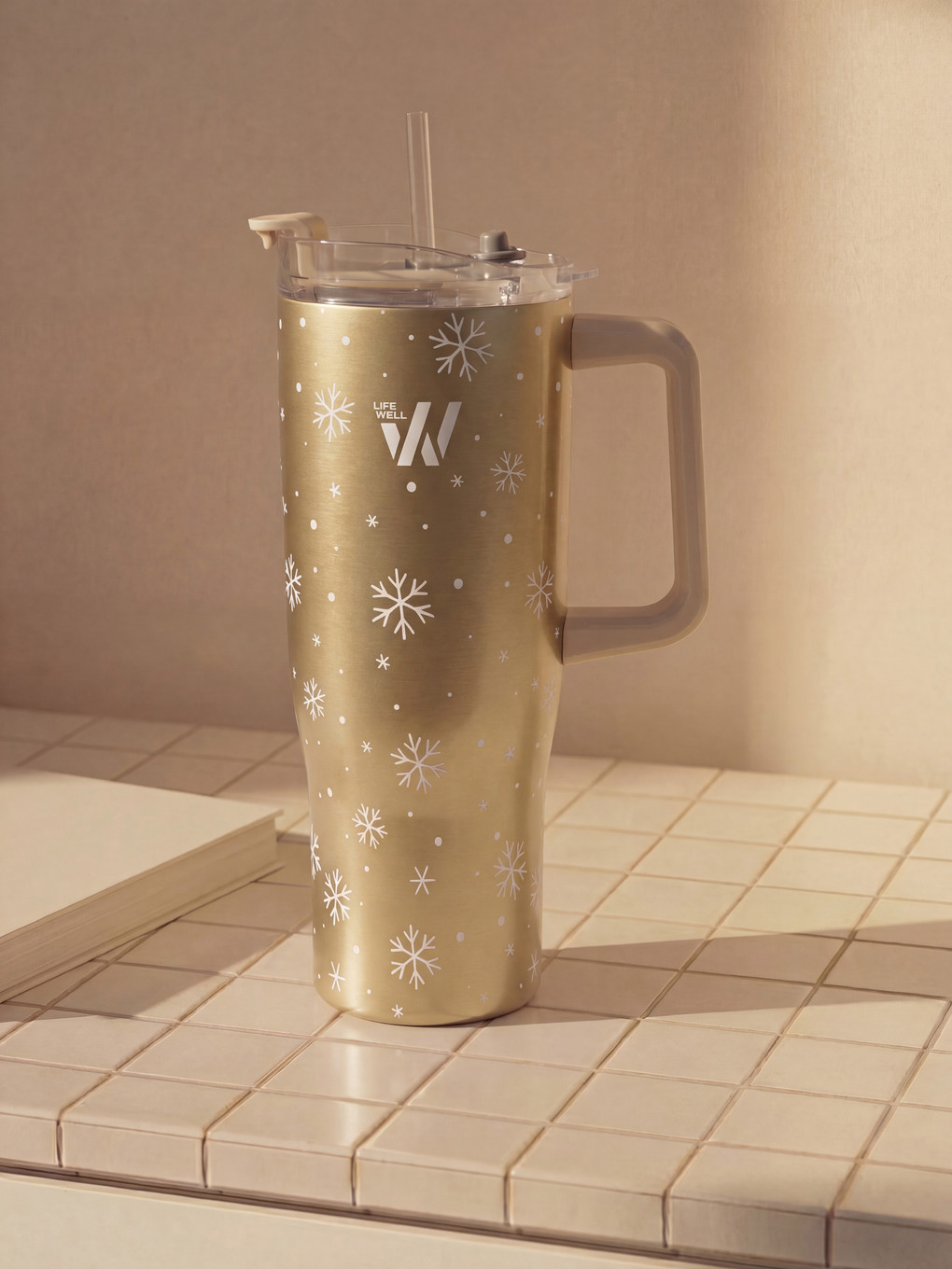 Қар Ұшқыны Принтті Тұтқалы Термос Су Бөтелкесі 1200 Ml