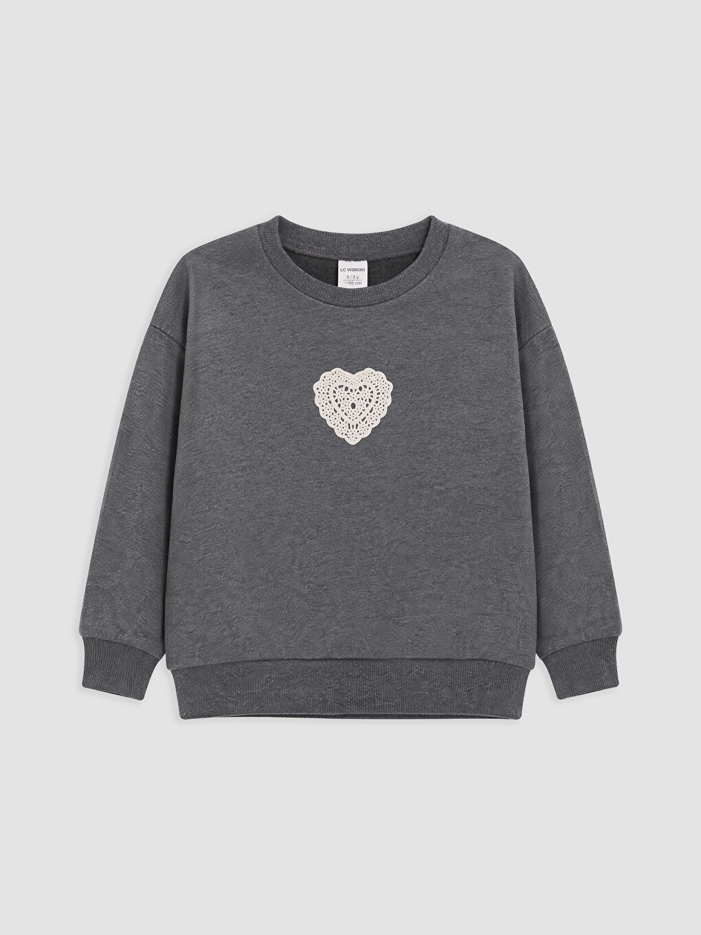 Kırmızı Kalp Nakışlı Kız Çocuk Sweatshirt 2'li-1