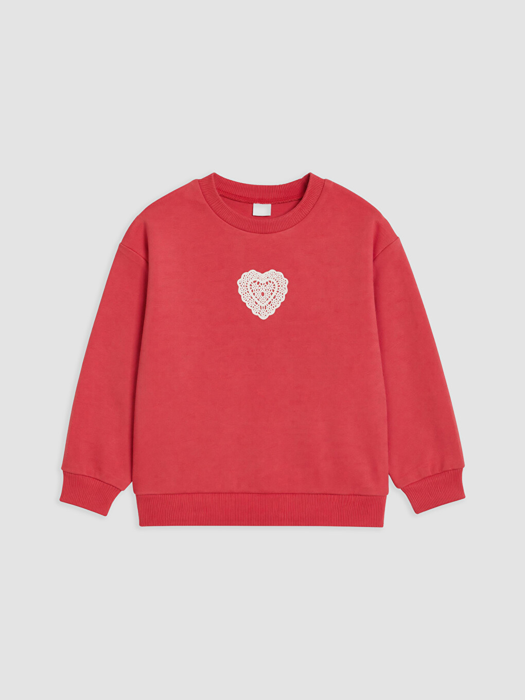 Kırmızı Kalp Nakışlı Kız Çocuk Sweatshirt 2'li-3