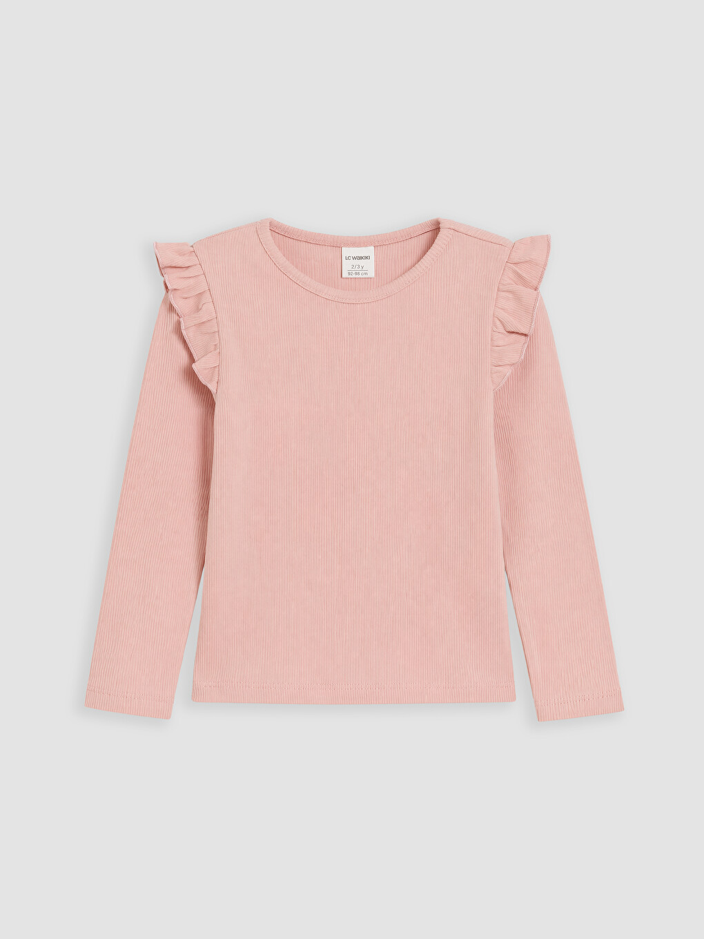 Crew Neck Ruffled Girls' T-shirt