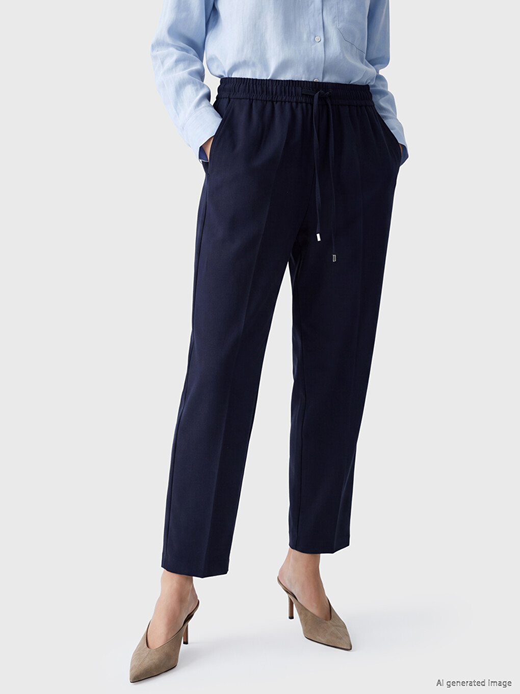 Elastic Waist Standard Fit Women's Trousers-1