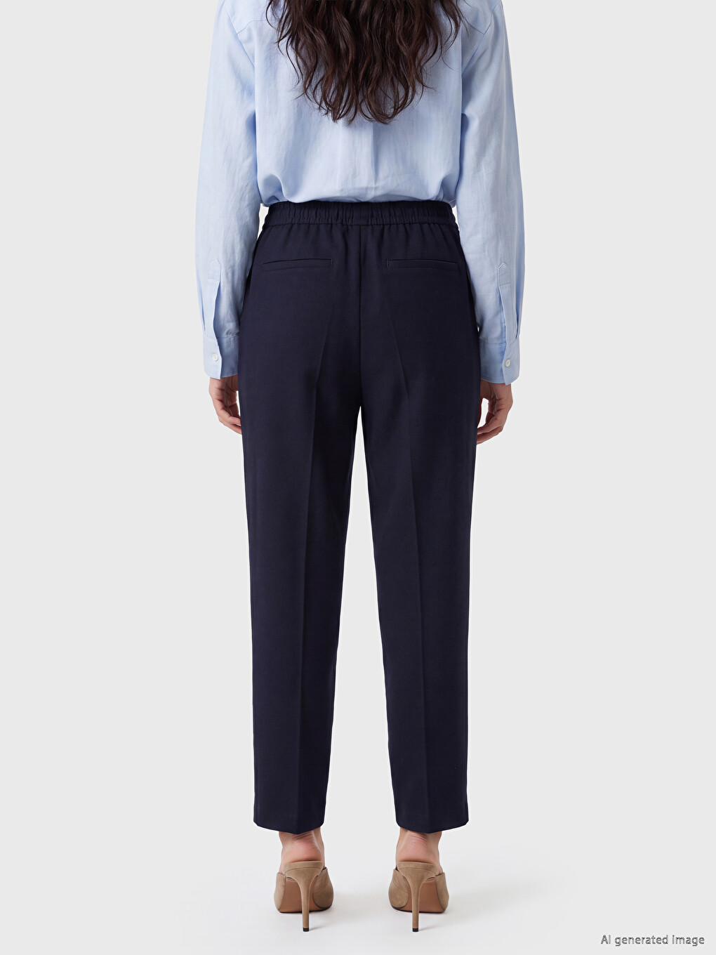 Elastic Waist Standard Fit Women's Trousers-3