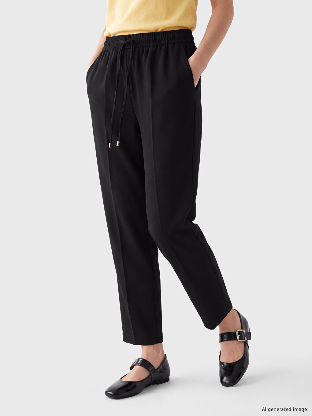 Elastic Waist Standard Fit Women's Trousers-1