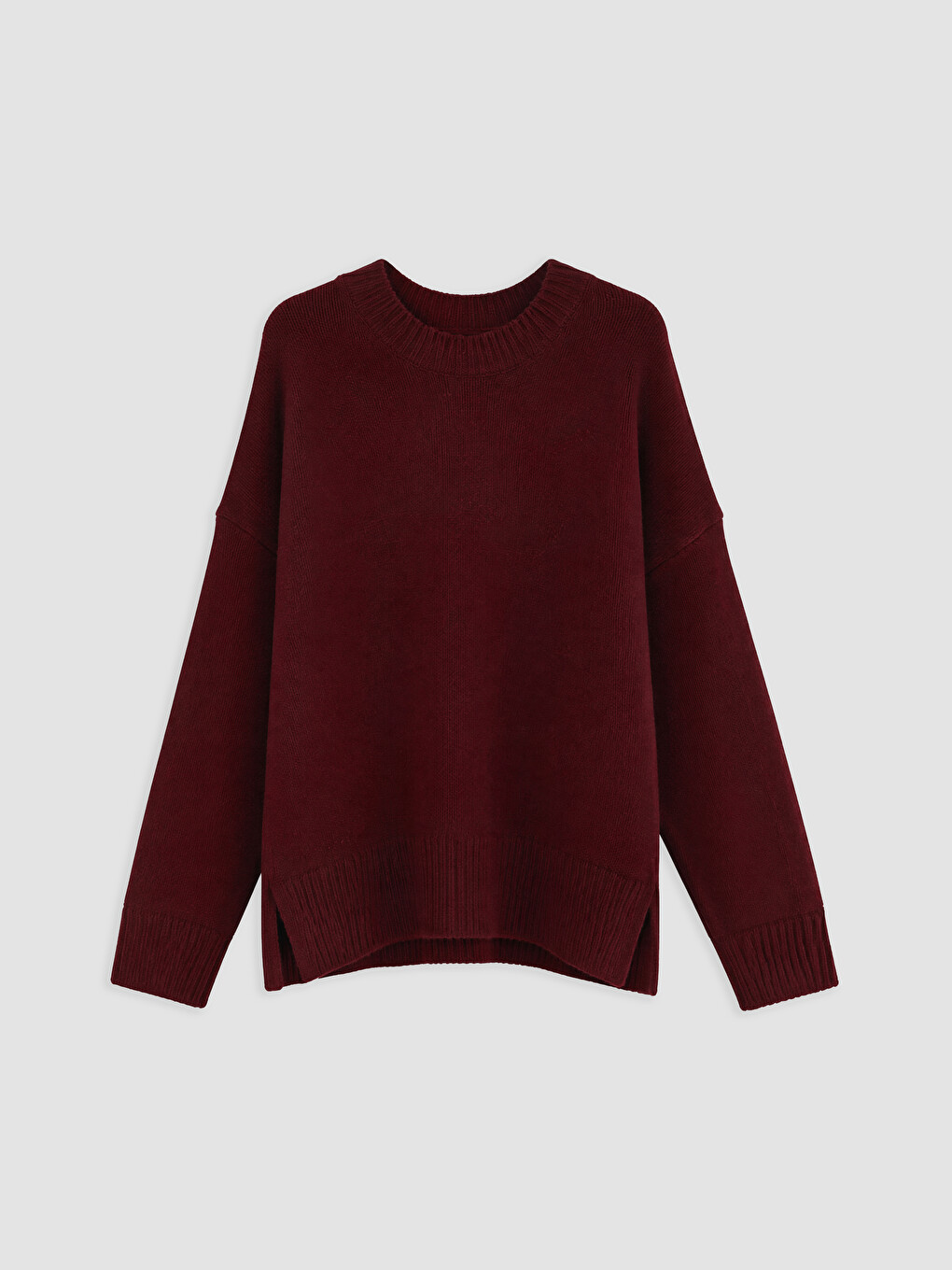Bordo Oversize Kadın Triko Kazak