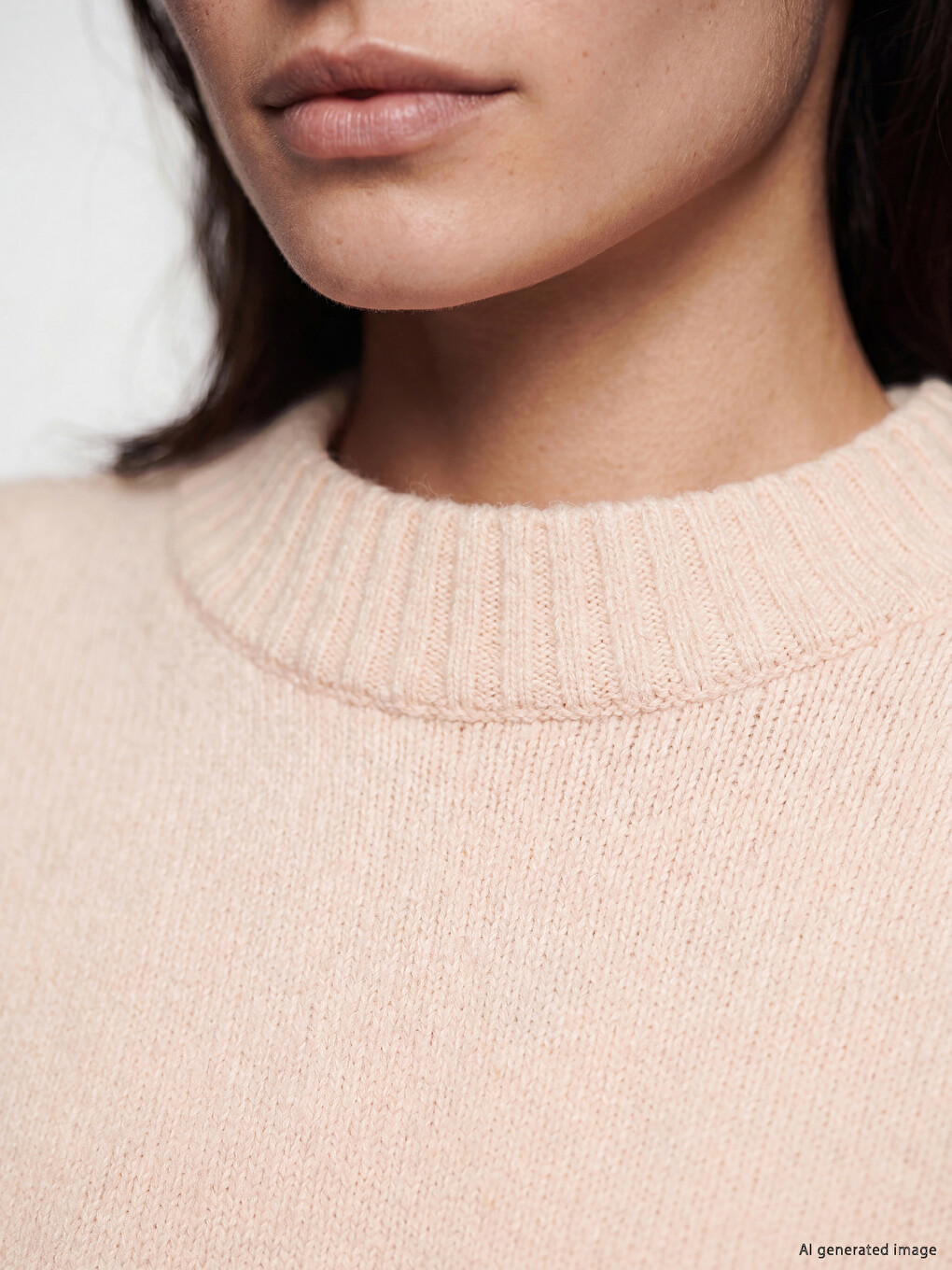 Pembe Oversize Kadın Triko Kazak-2