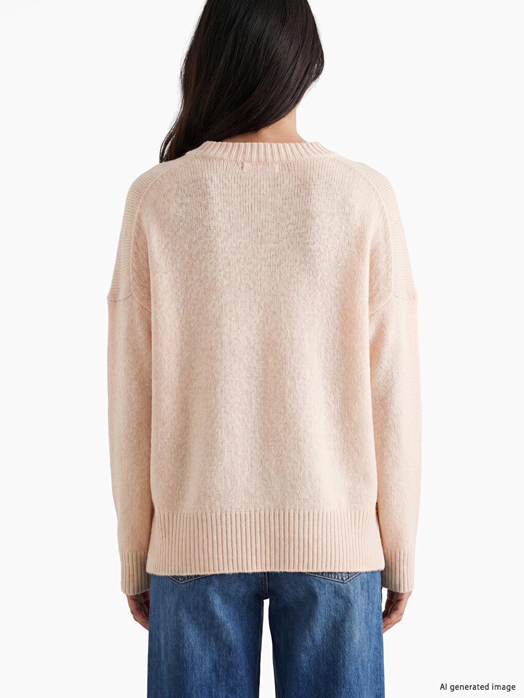 Pembe Oversize Kadın Triko Kazak-3