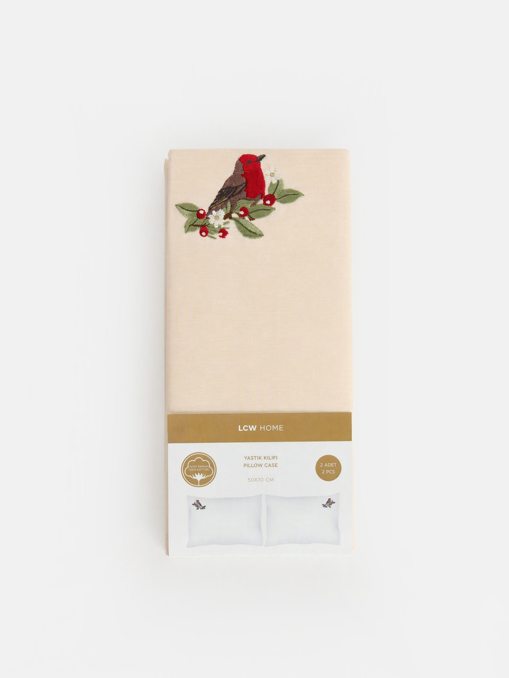 2 Pack Embroidered Cotton Pillowcase 50x70 Cm-1