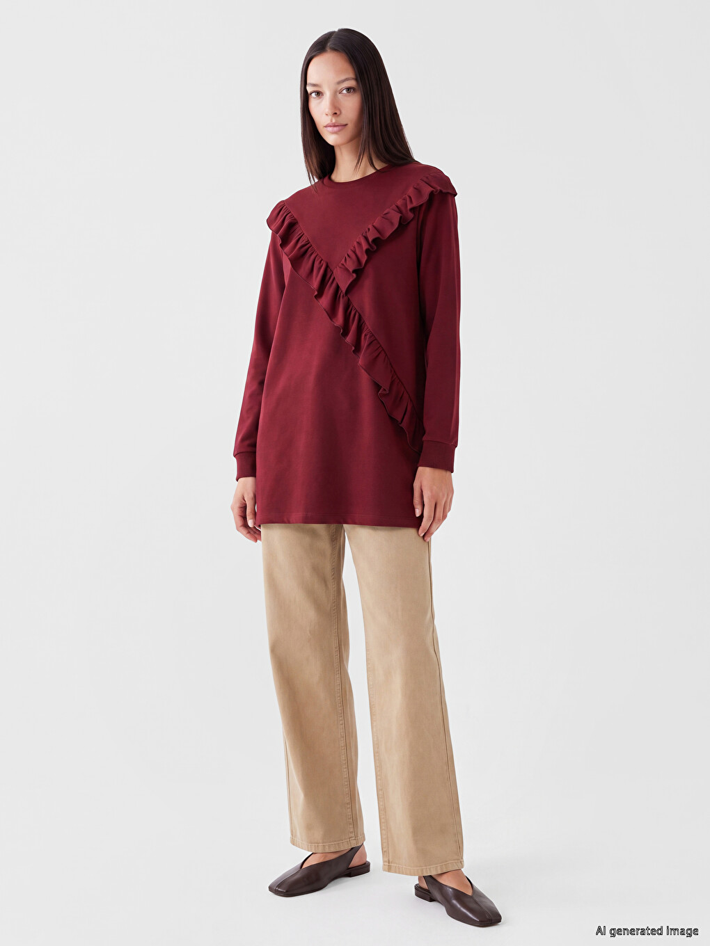Woman Bordeaux Sweatshirt Tunic-1
