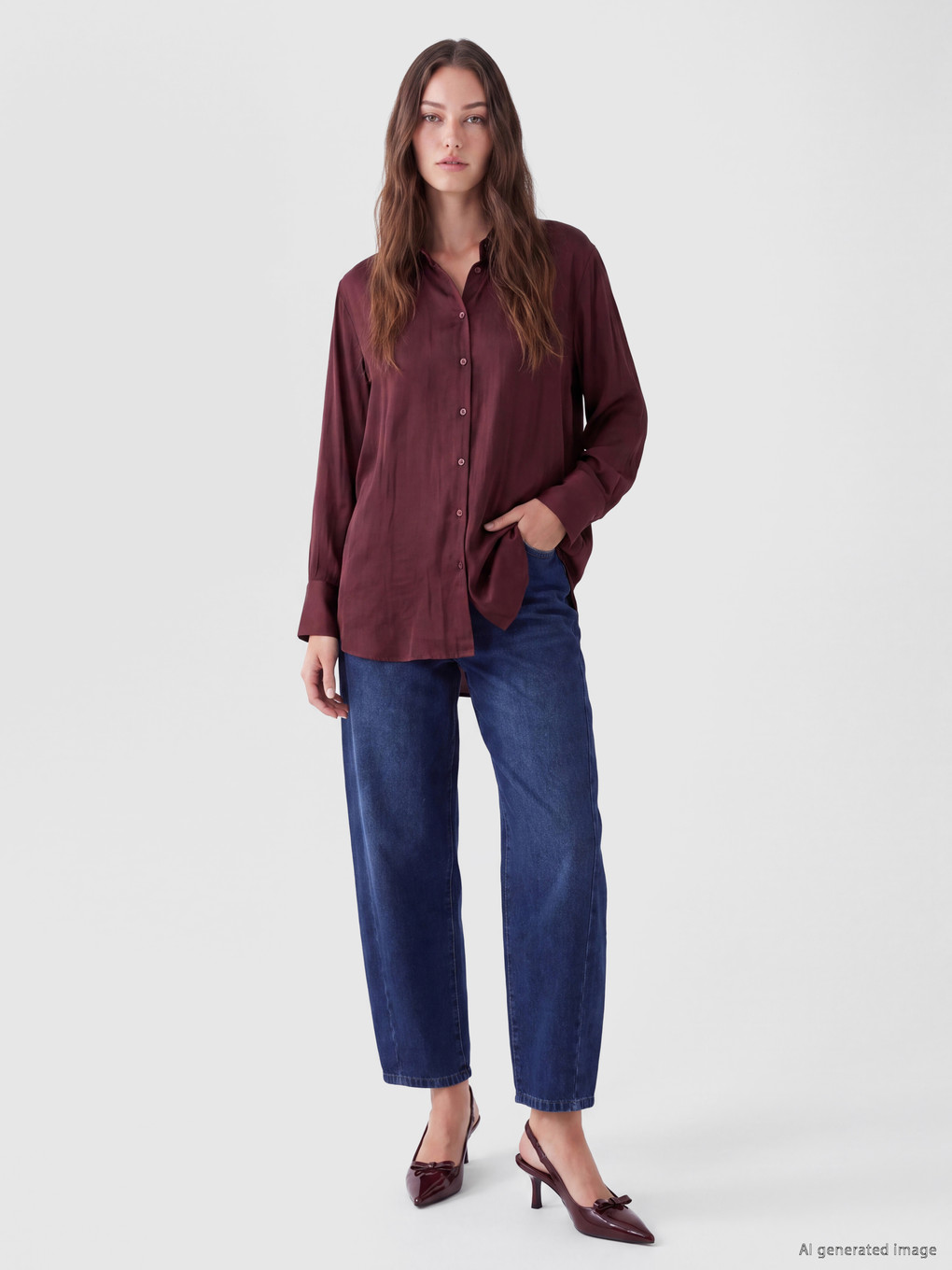 Satin Women's Shirt Tunic-1