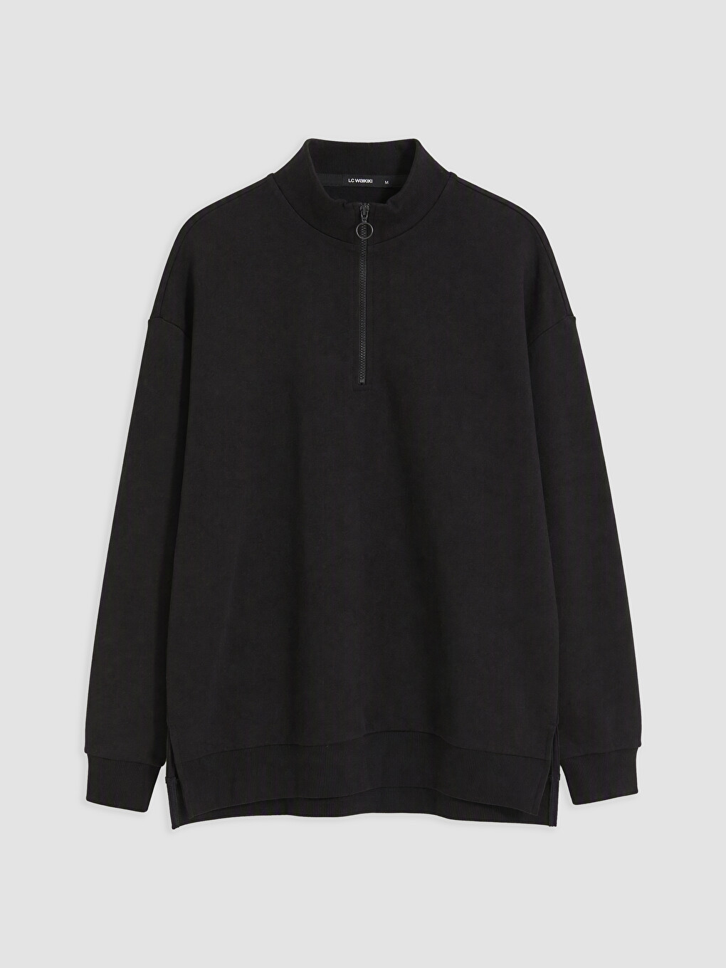 Siyah Dik Yaka Kadın Sweatshirt Tunik-4