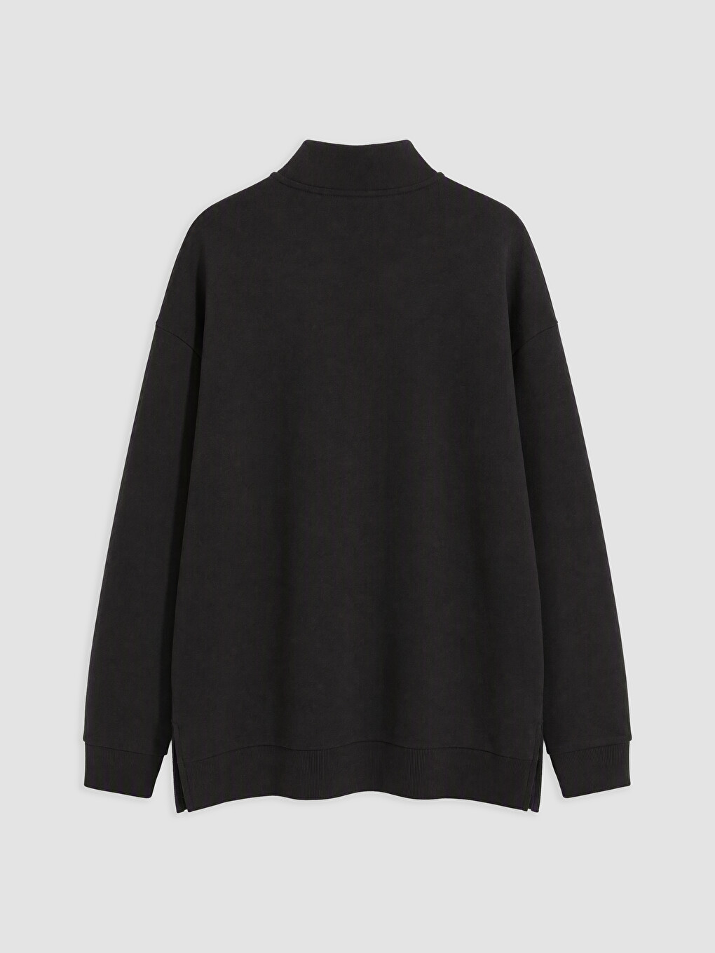 Siyah Dik Yaka Kadın Sweatshirt Tunik-5