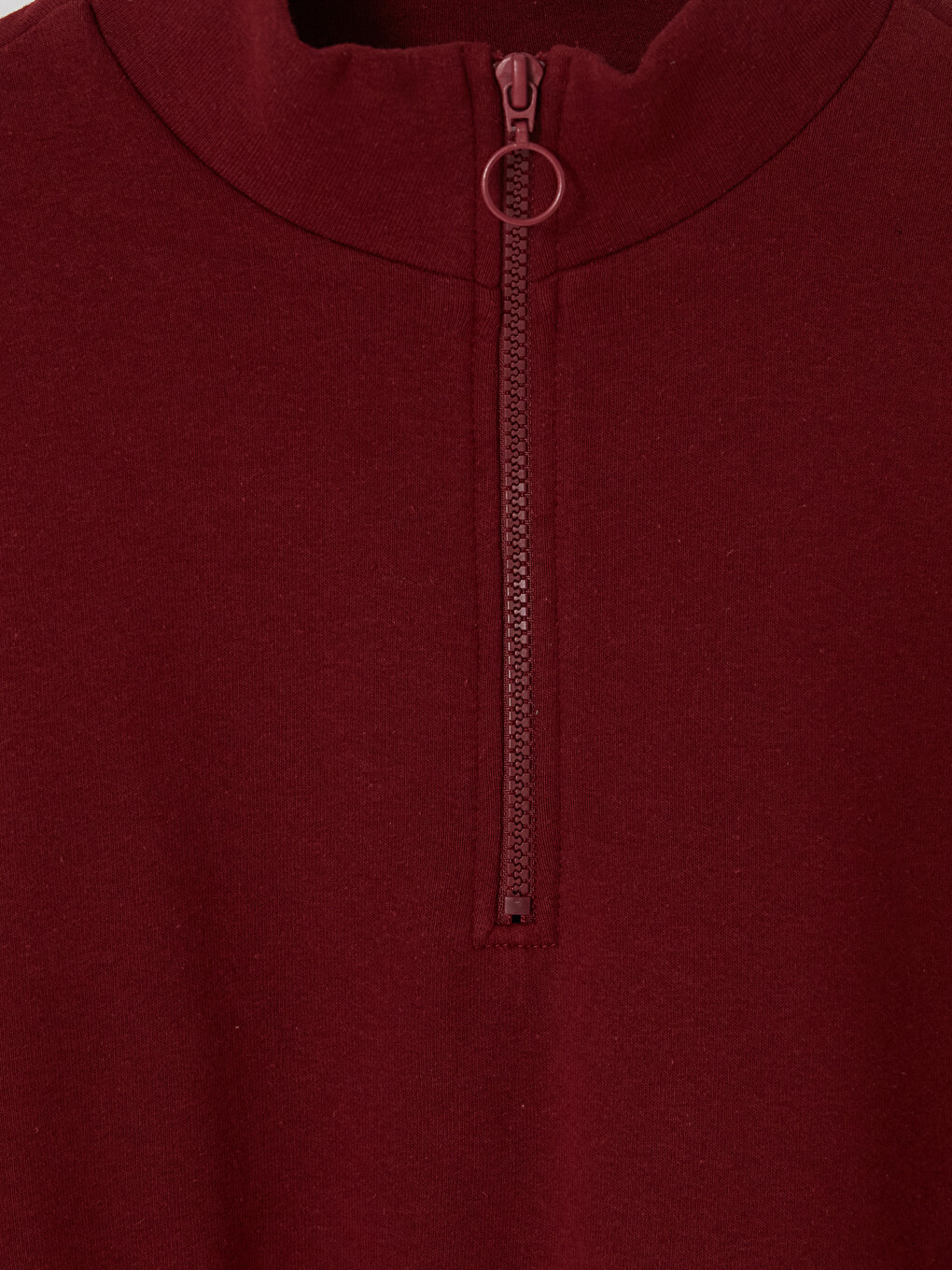 Bordo Dik Yaka Kadın Sweatshirt Tunik-2