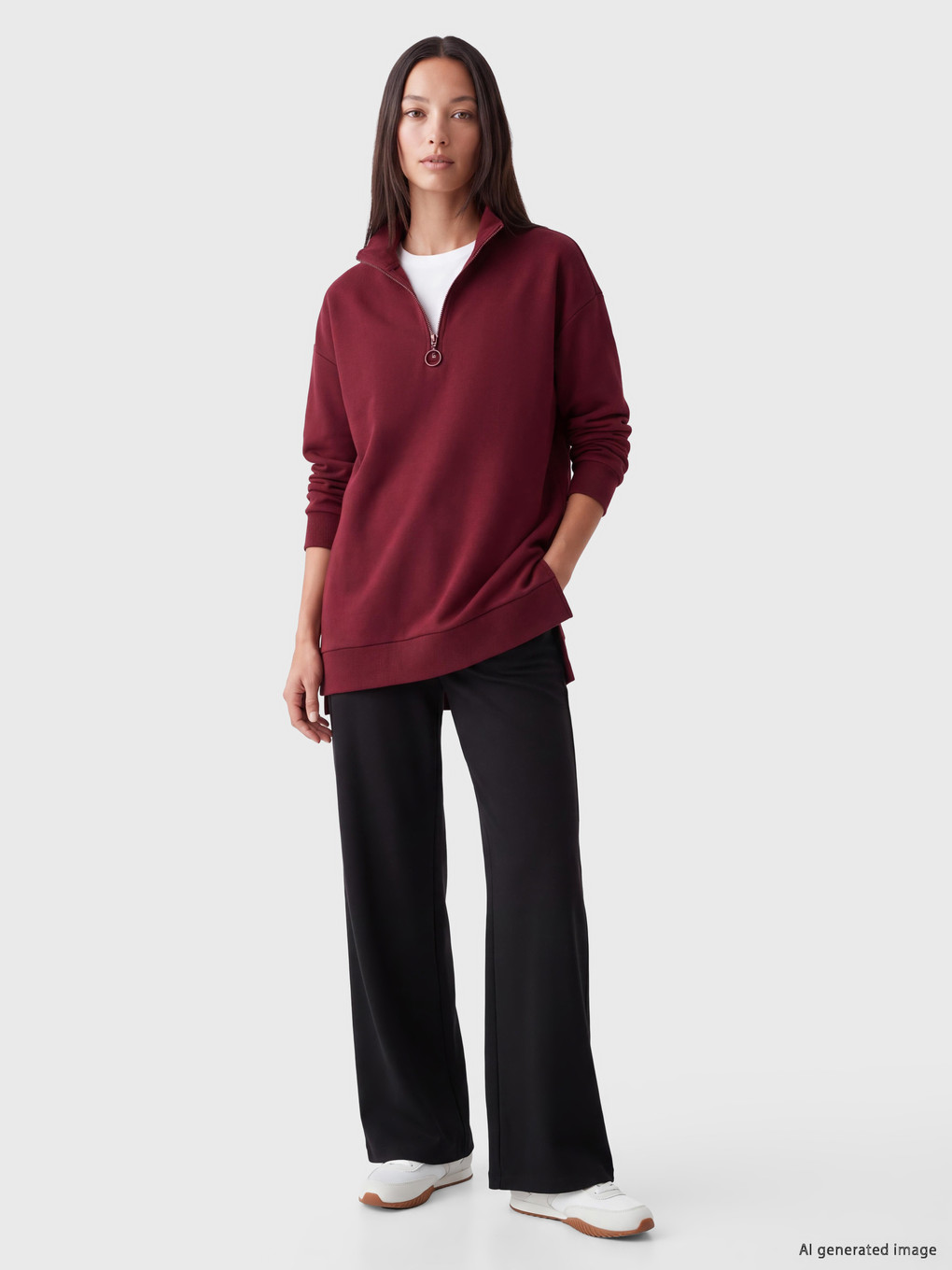 Mock Neck Women's Sweatshirt Tunic-1